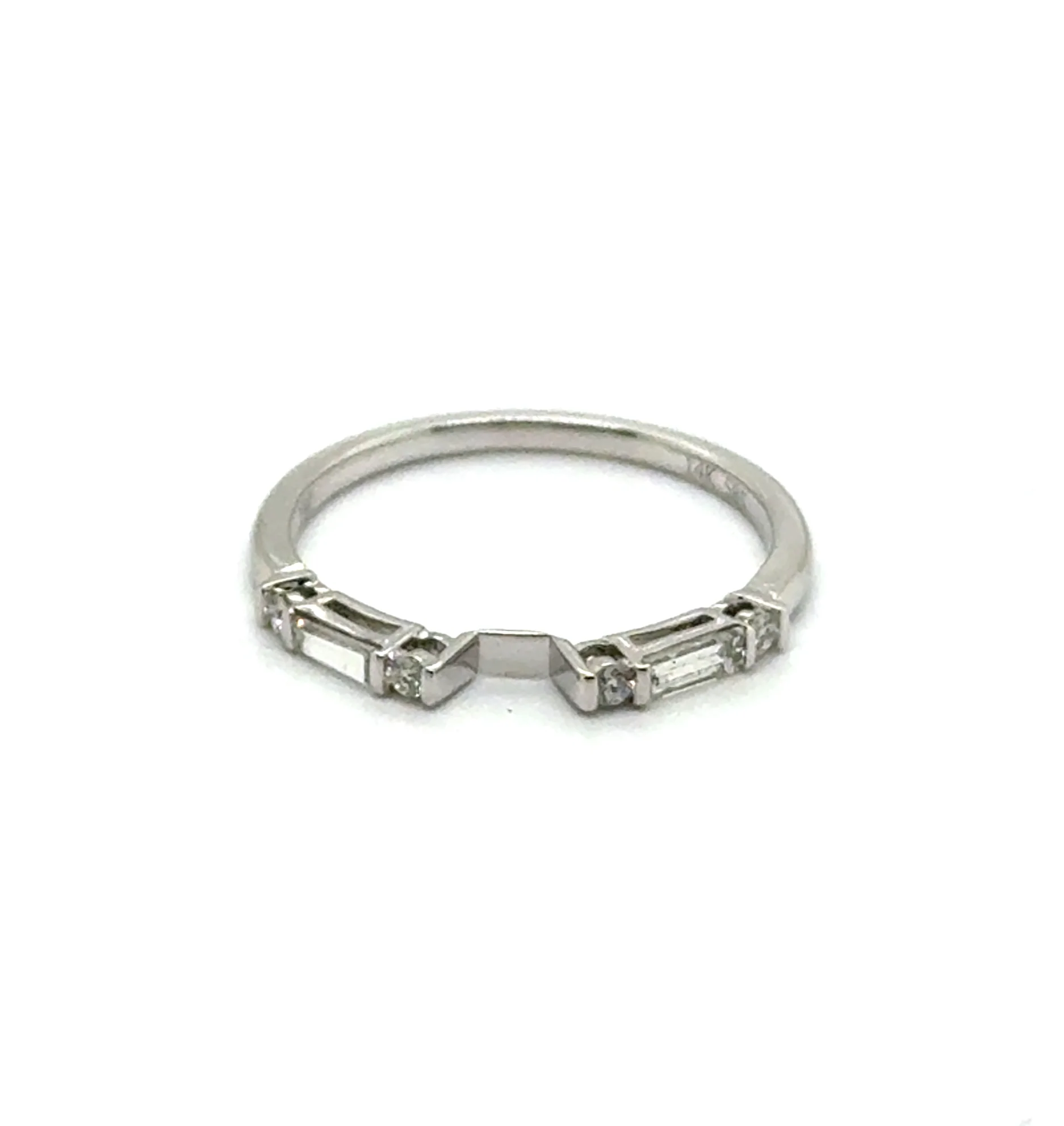 0.26 Ctw 14kt White Gold Curved Diamond Stackable Wedding Band