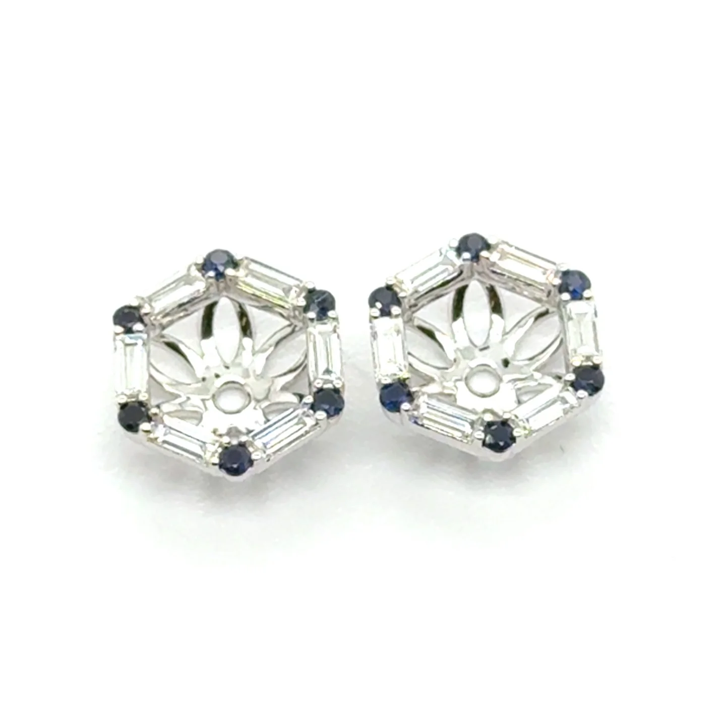 0.52 Ctw 14kt White Gold Sapphire And Diamond Earring Jackets