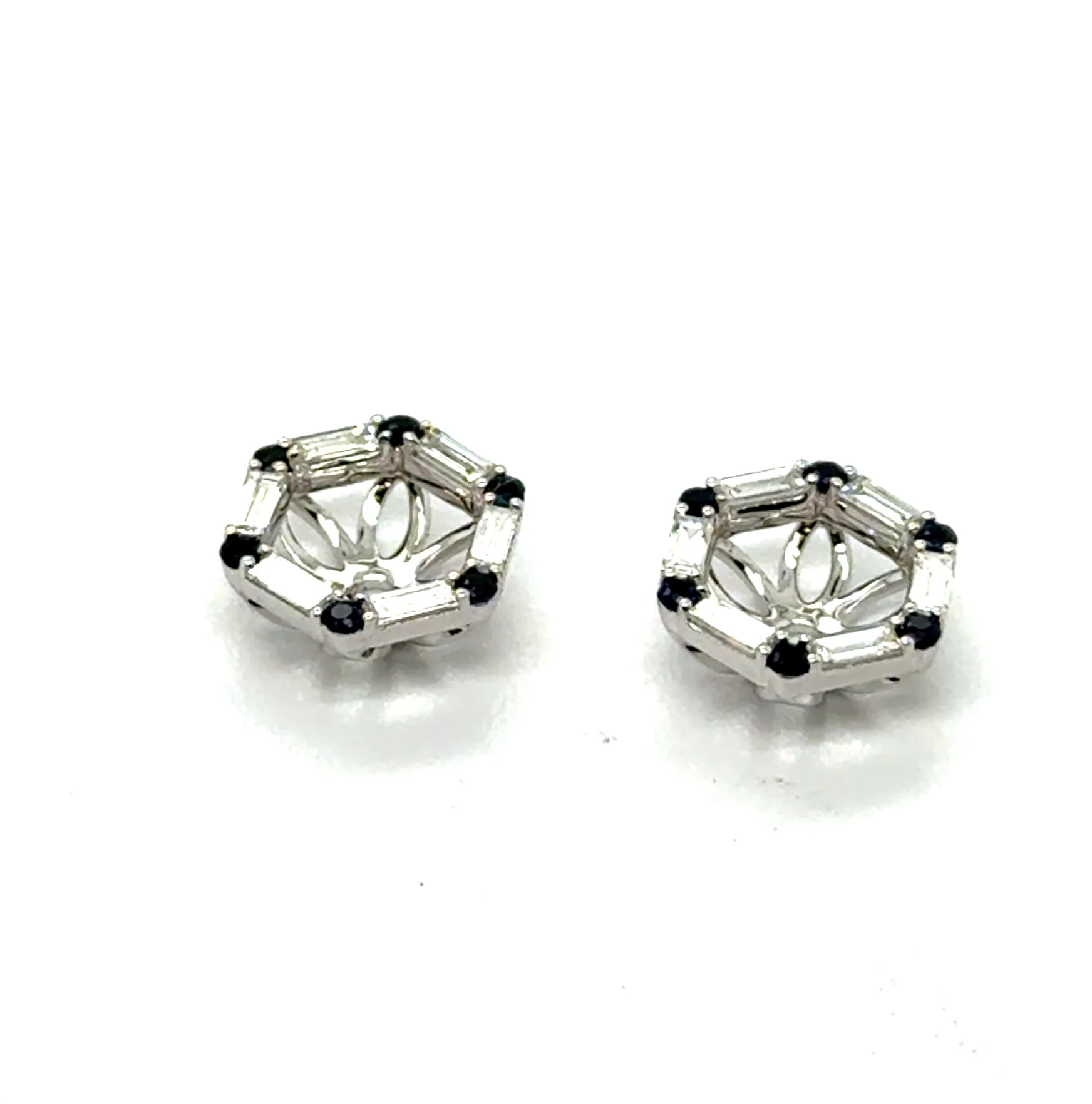 0.52 Ctw 14kt White Gold Sapphire And Diamond Earring Jackets - Image 2