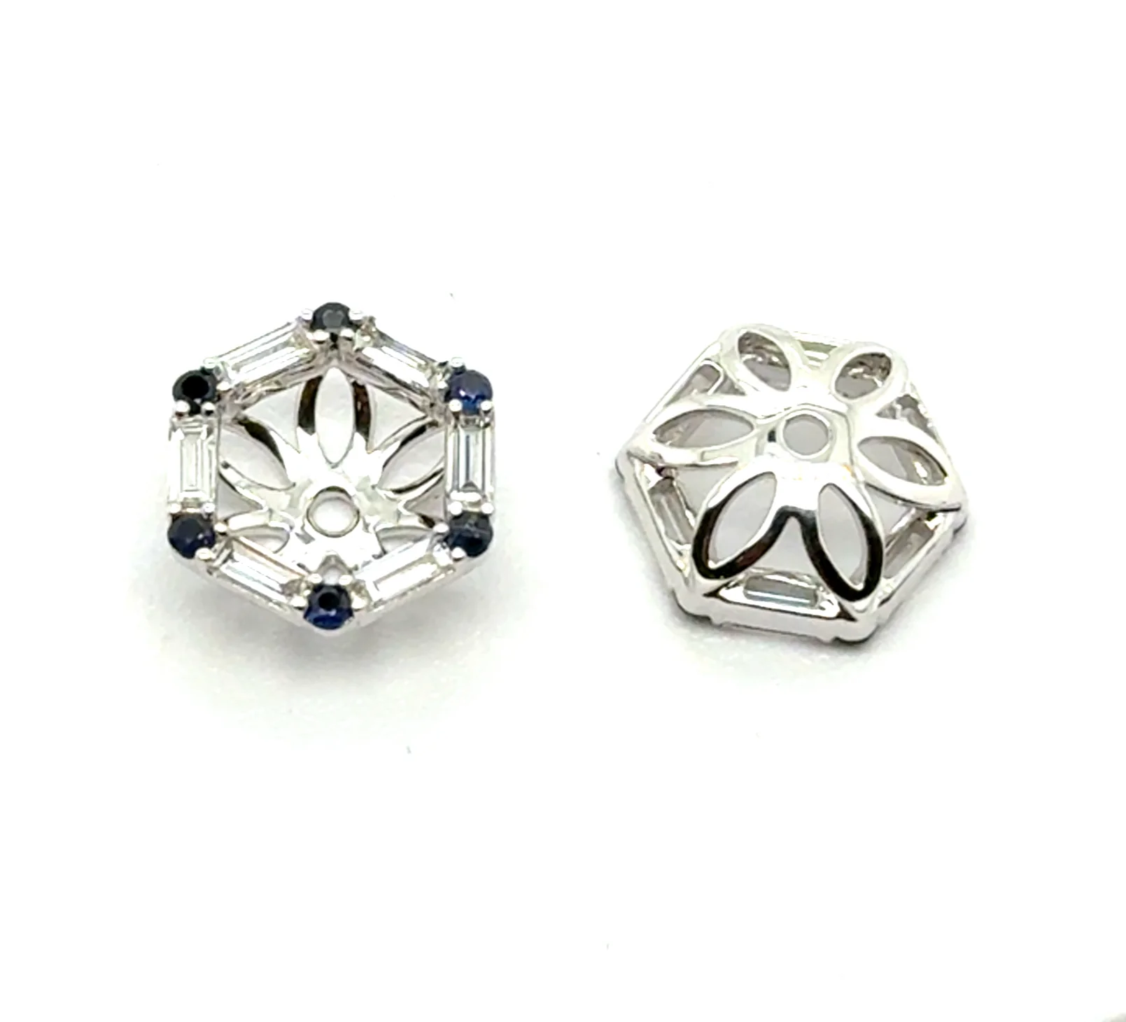 0.52 Ctw 14kt White Gold Sapphire And Diamond Earring Jackets - Image 3