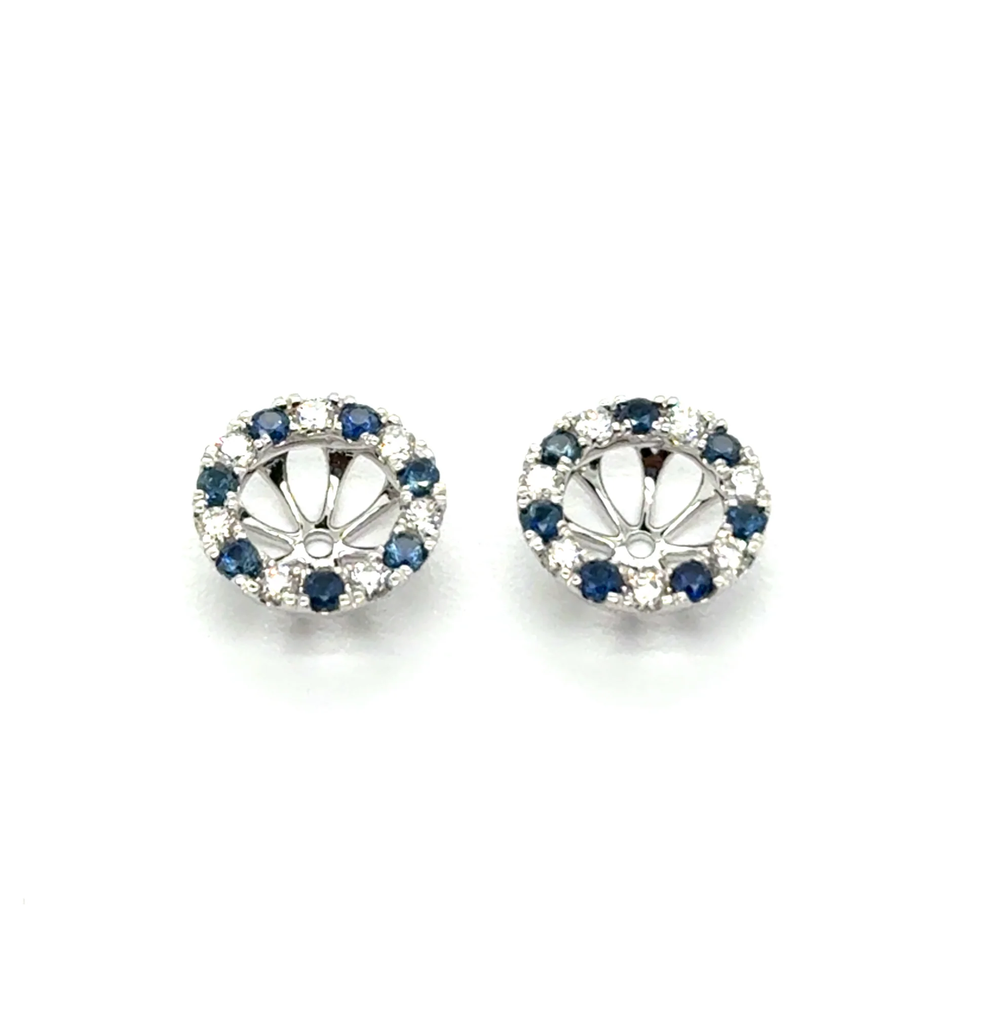 0.72 Ctw 14kt White Gold Blue Sapphire And Diamond Earring Jackets