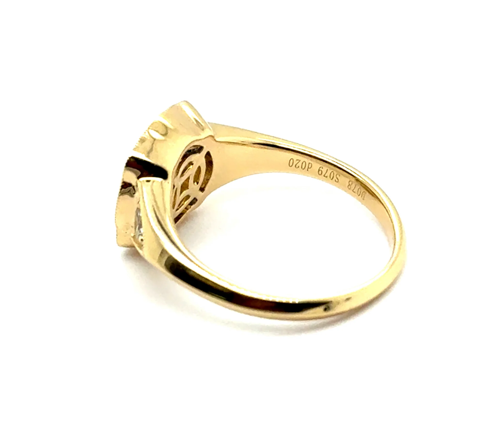 0.78 Carat European Cut Diamond and Sapphire 18kt Yellow Gold Engagement Ring - Image 2