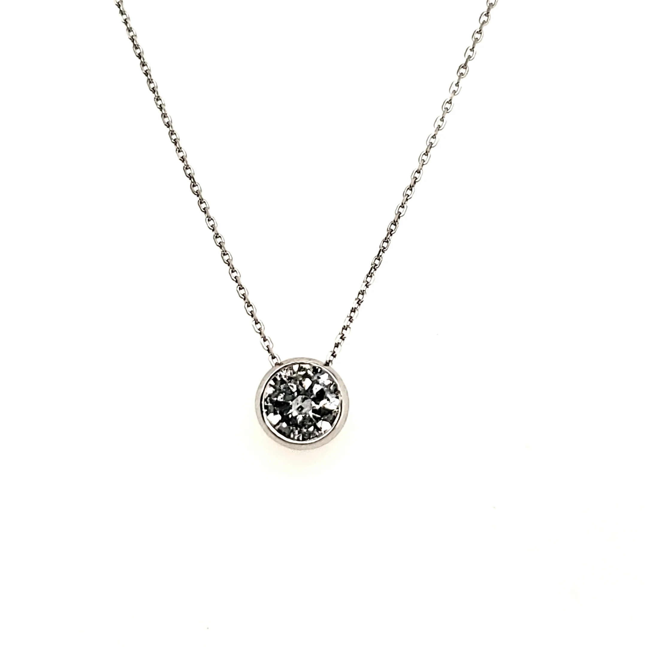 1.00 Carat Round Brilliant Cut Diamond Solitaire Pendant in 14Kt White Gold
