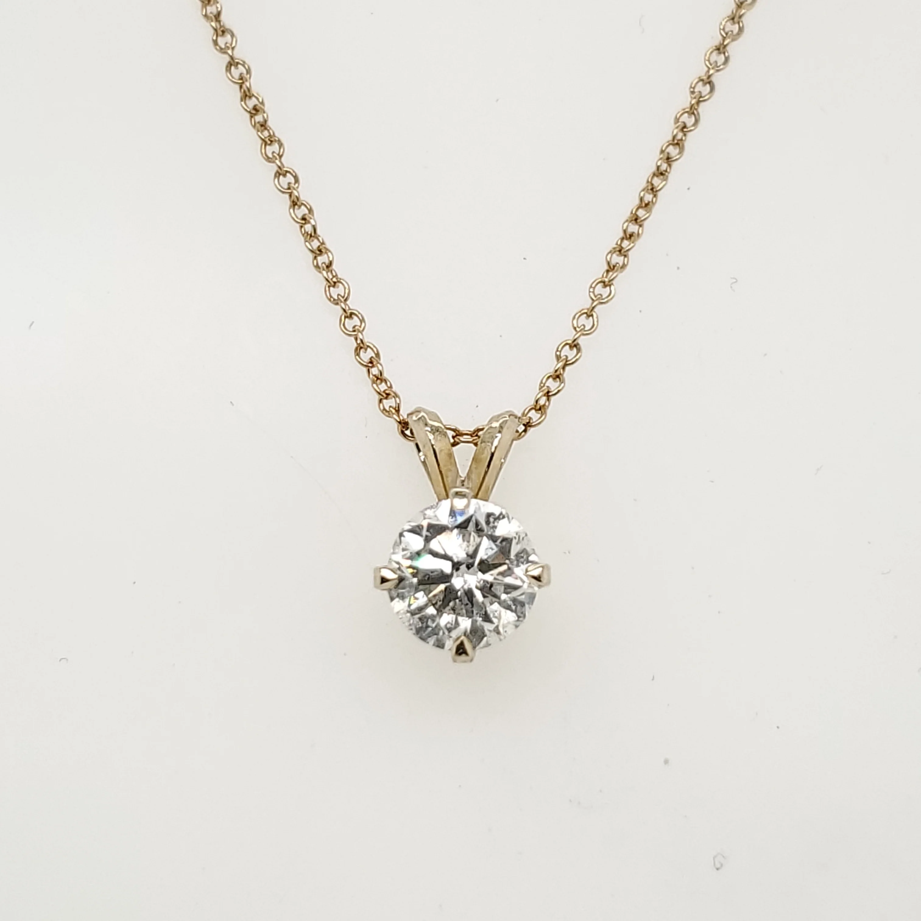 1.15 Carat Round Brilliant Cut Diamond Solitaire Pendant in 14Kt Yellow Gold