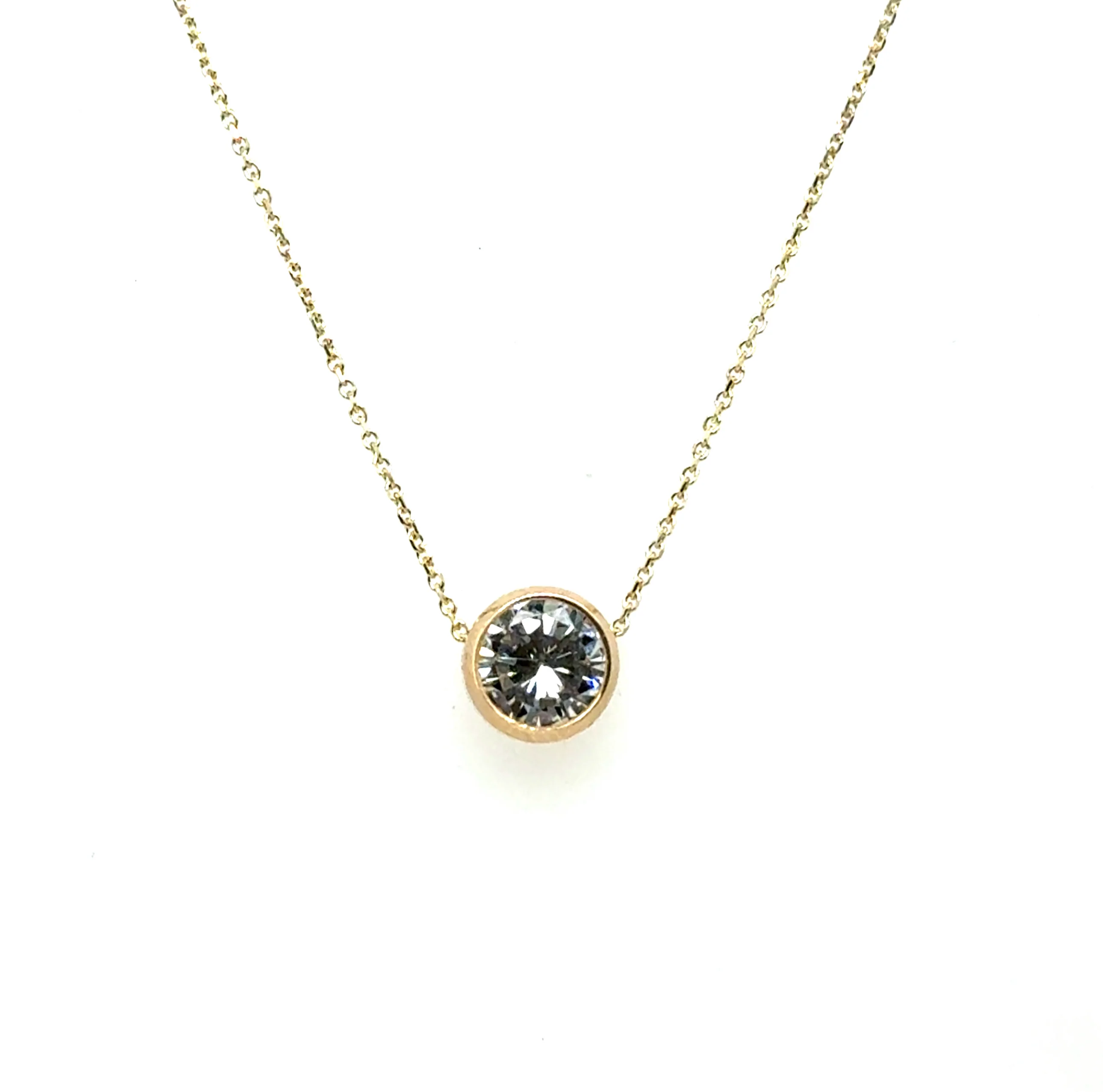 1.16 Carat Round Brilliant Cut Diamond Solitaire Pendant in 14Kt Yellow Gold