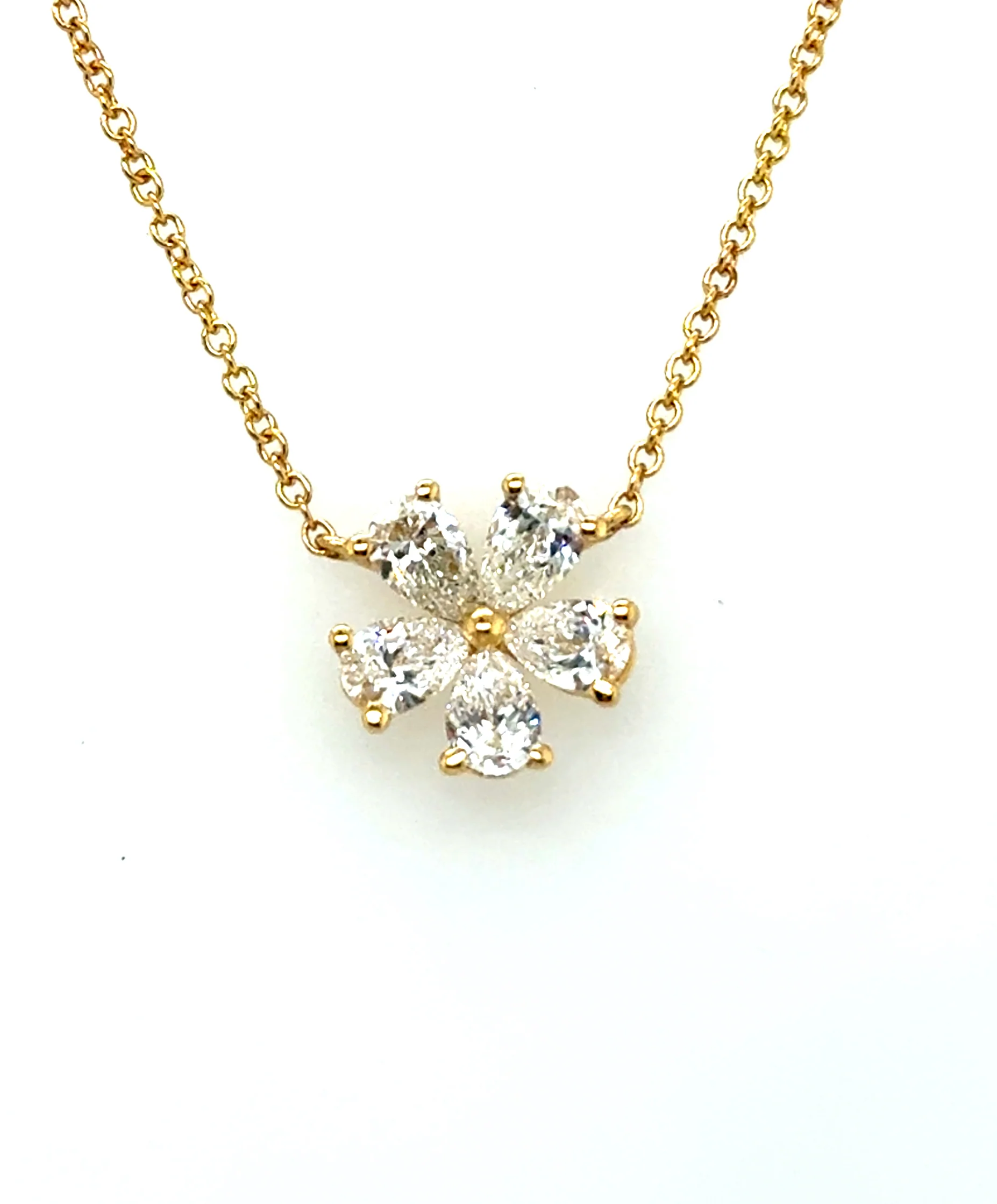 1.23Ctw 18Kt Yellow Gold Pear Cut Diamond Necklace - Image 2