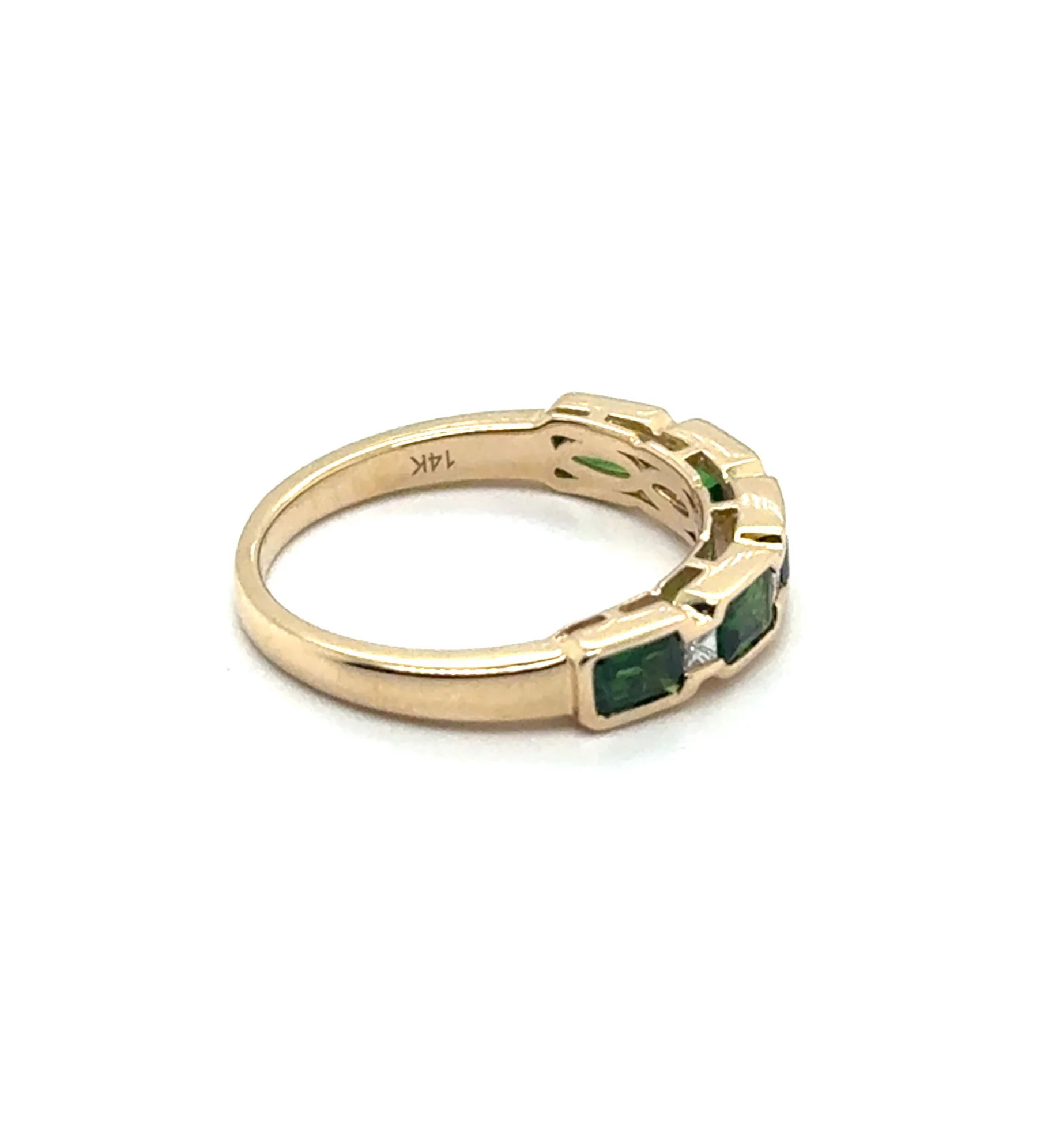 1.24 Cttw 14kt Yellow Gold Tsavorite Garnet And Diamond Stackable Band - Image 2