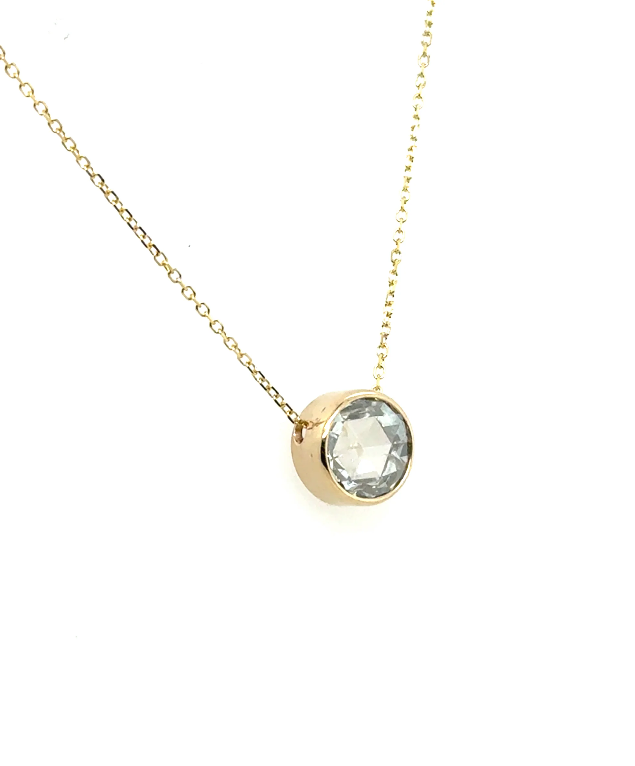 1.28 Carat Rose Cut G.I.A. Diamond Solitaire Pendant in 14Kt Yellow Gold