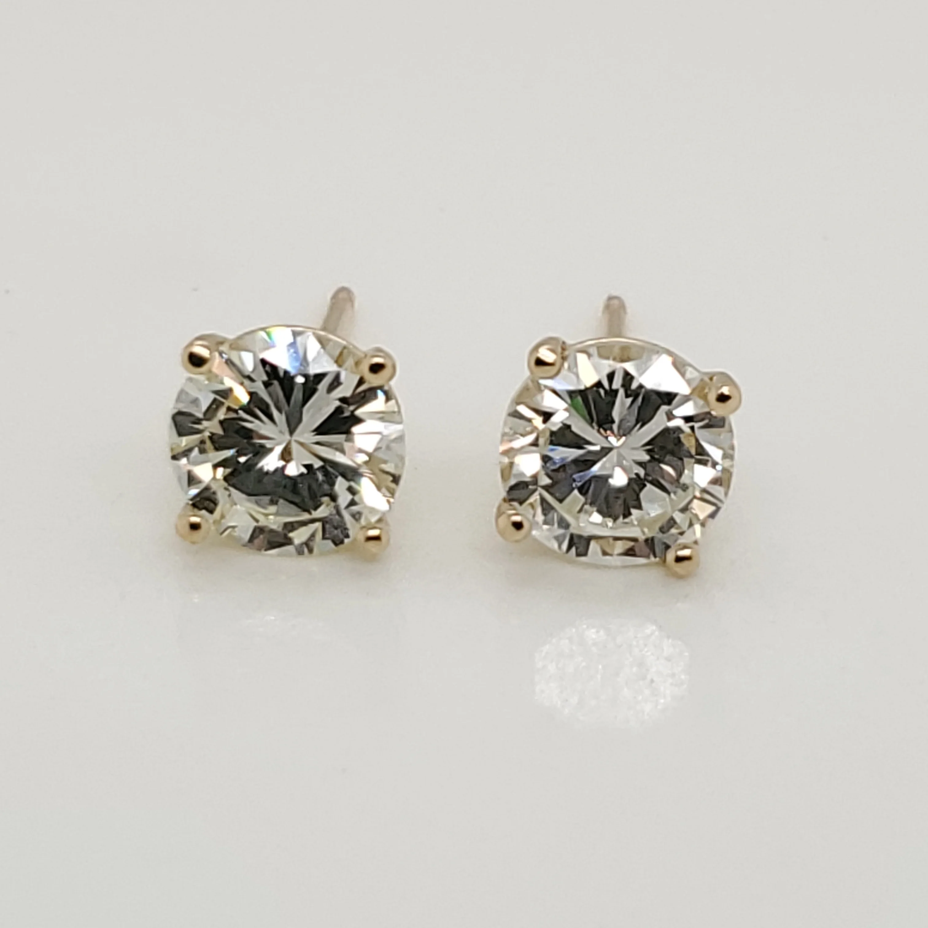 1.93 Carat Total Weight Diamond Stud Earrings