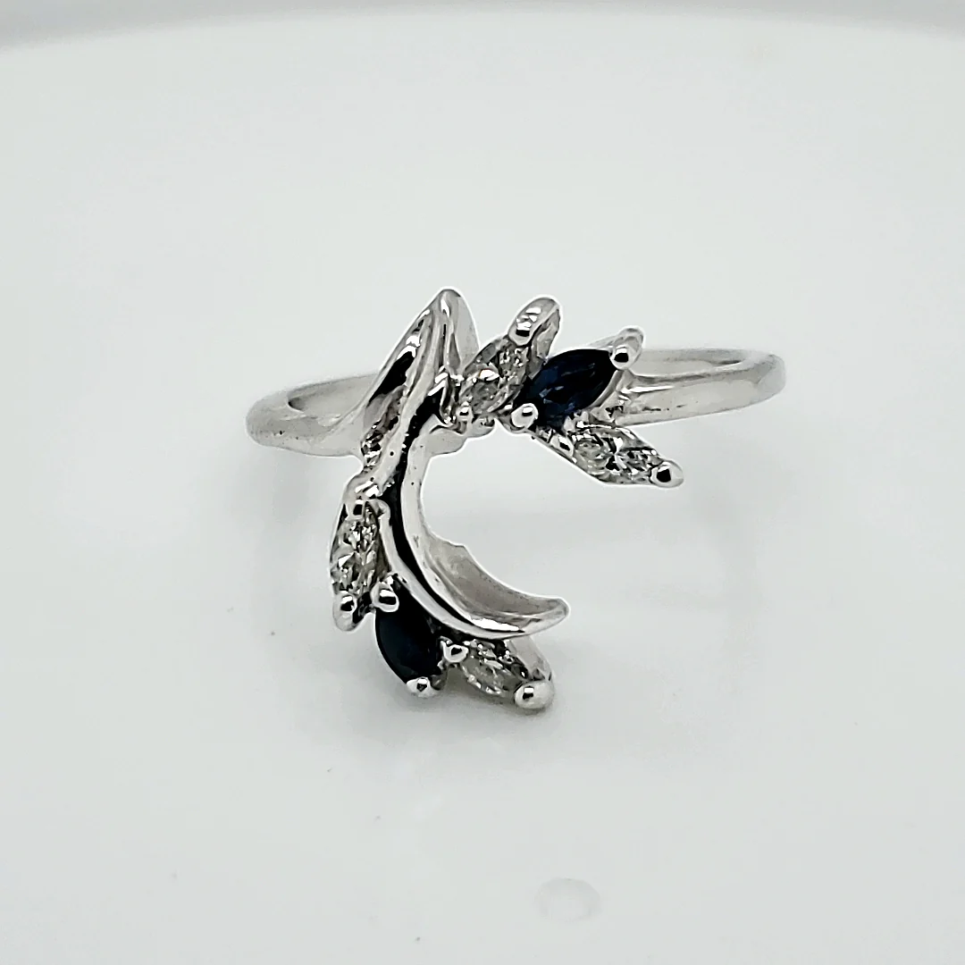14kt Diamond and Sapphire Ring Wrap