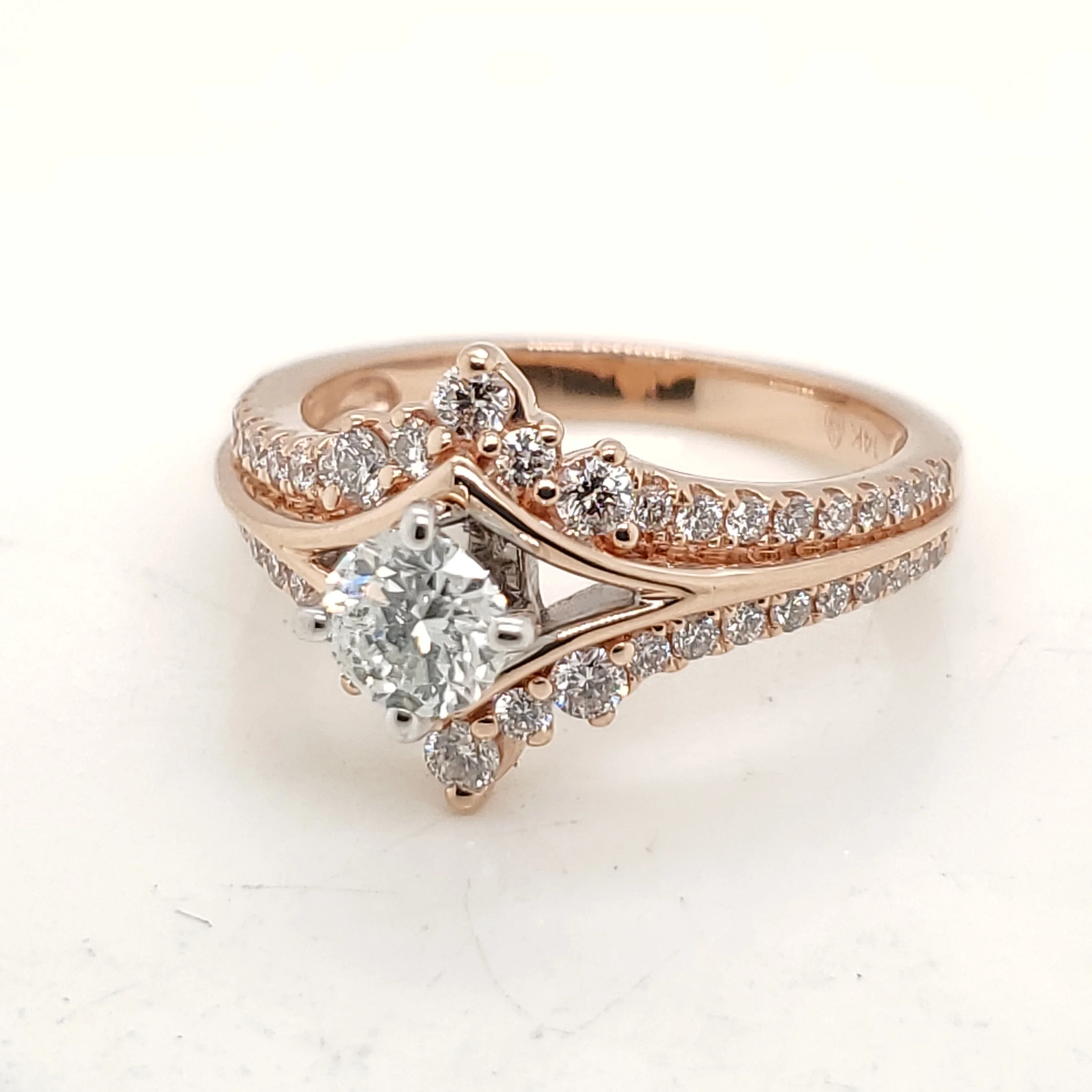 14kt Rose Gold .40 Carat Round Brilliant Cut Diamond Engagement Ring