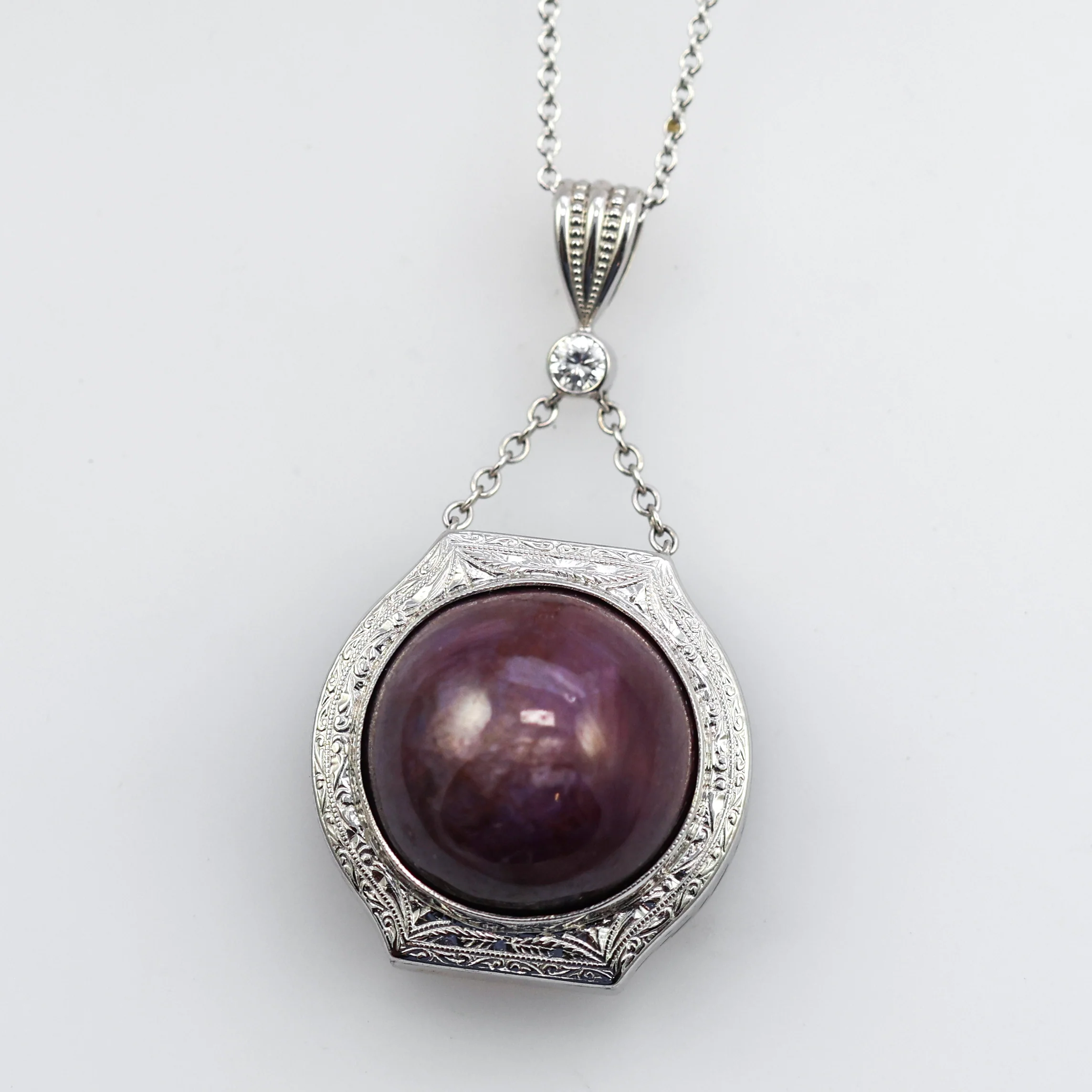 14kt Star Ruby and Diamond Necklace