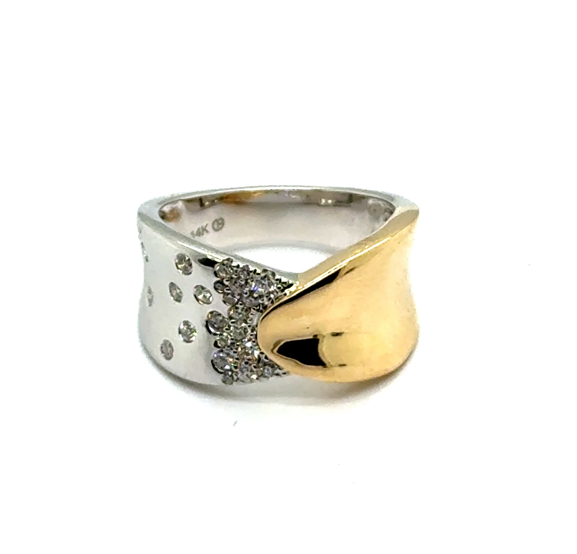 14kt two tone 0.33ctw pave set ladies diamond fashion ring