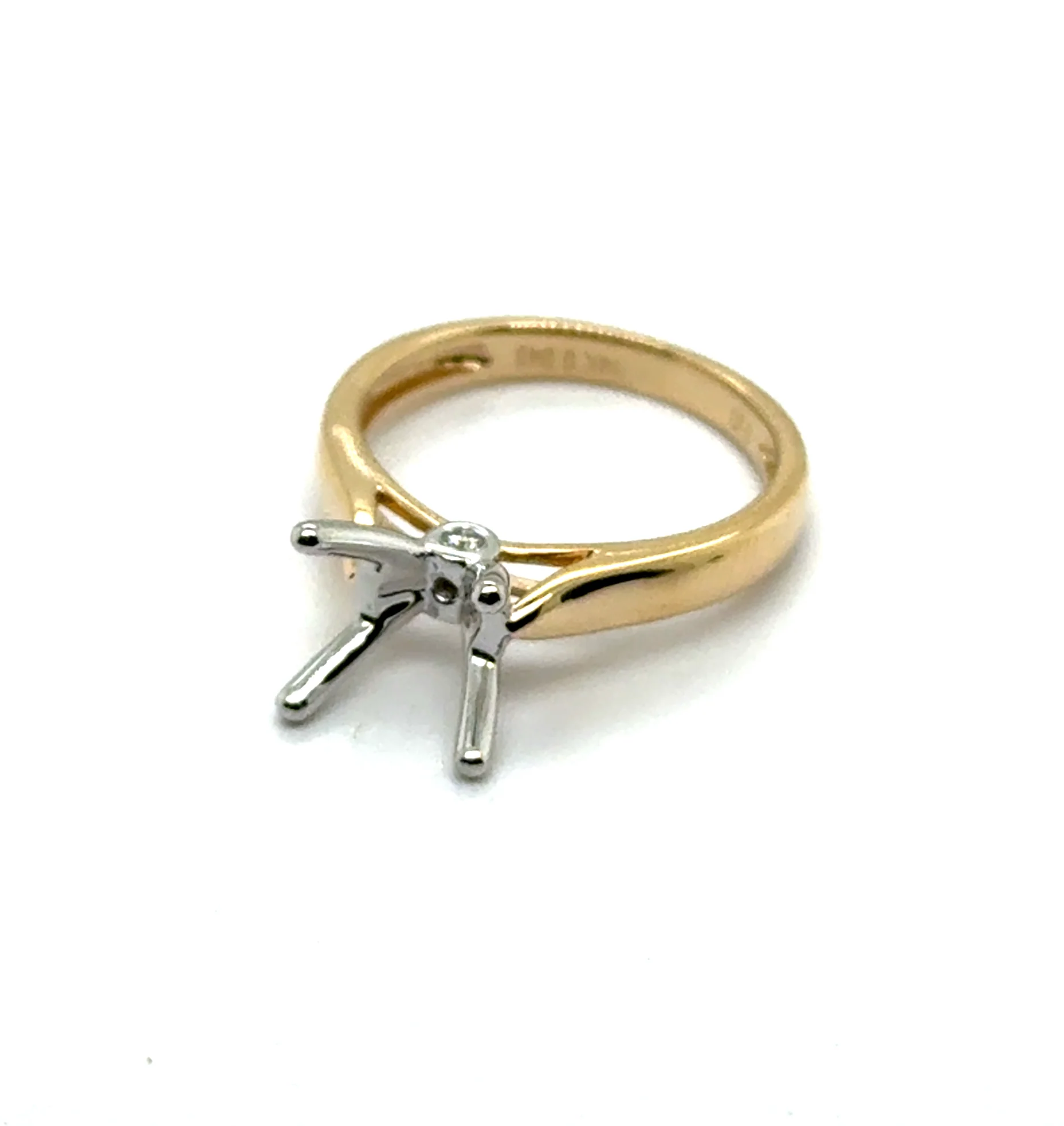 14kt White And Yellow Gold 0.045Ctw Diamond Semi-Mount Ring