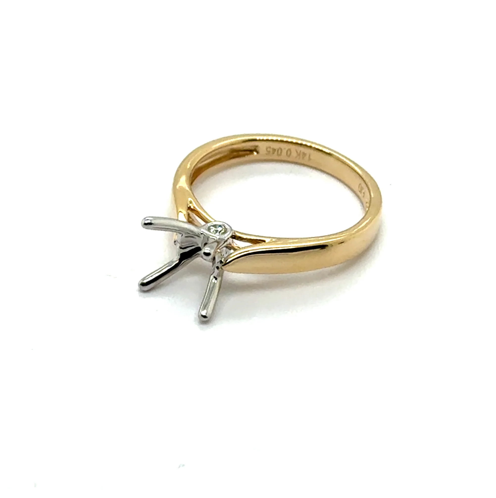 14kt White And Yellow Gold 0.045Ctw Diamond Semi-Mount Ring