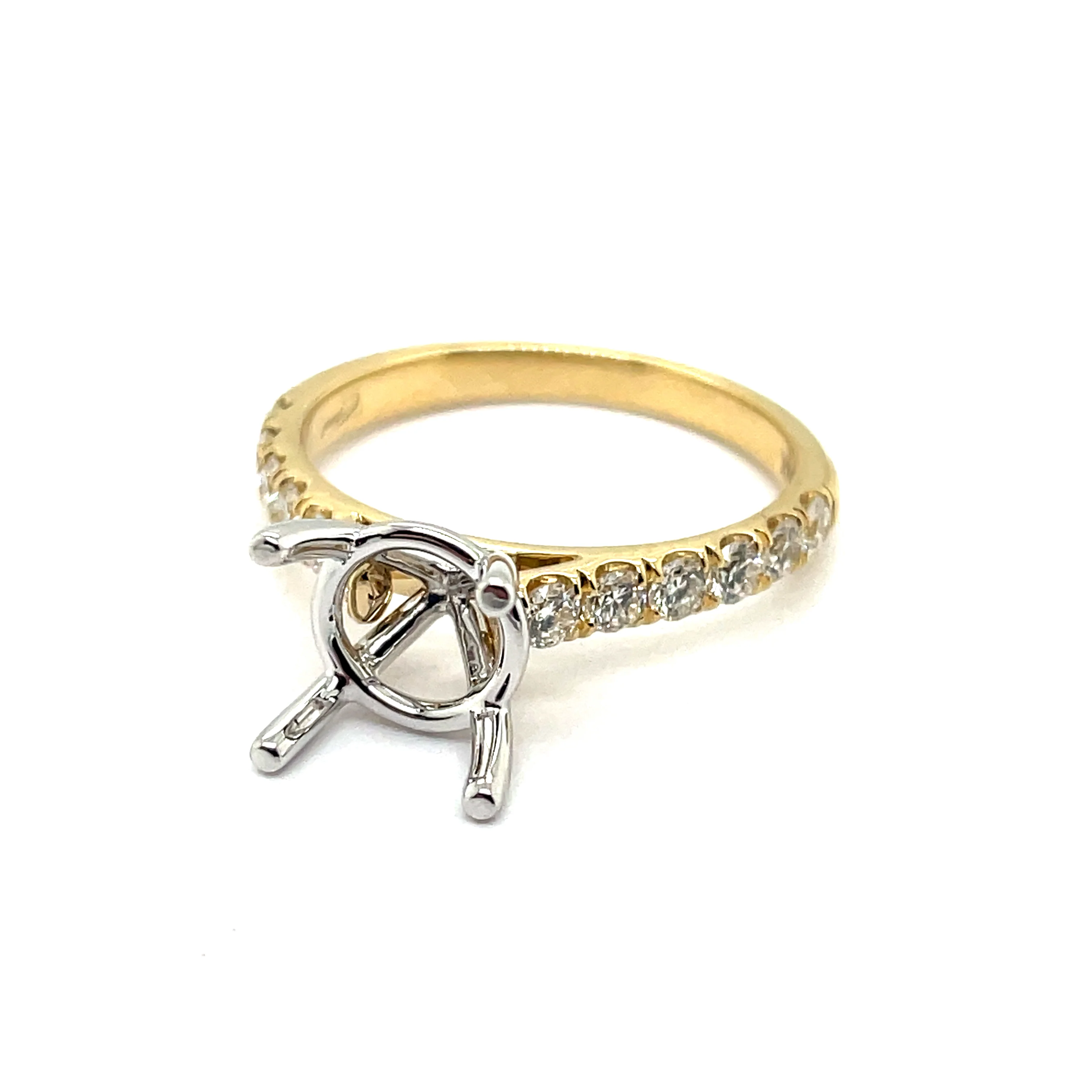 14kt White And Yellow Gold 8.1Mm Round Diamond Mounting
