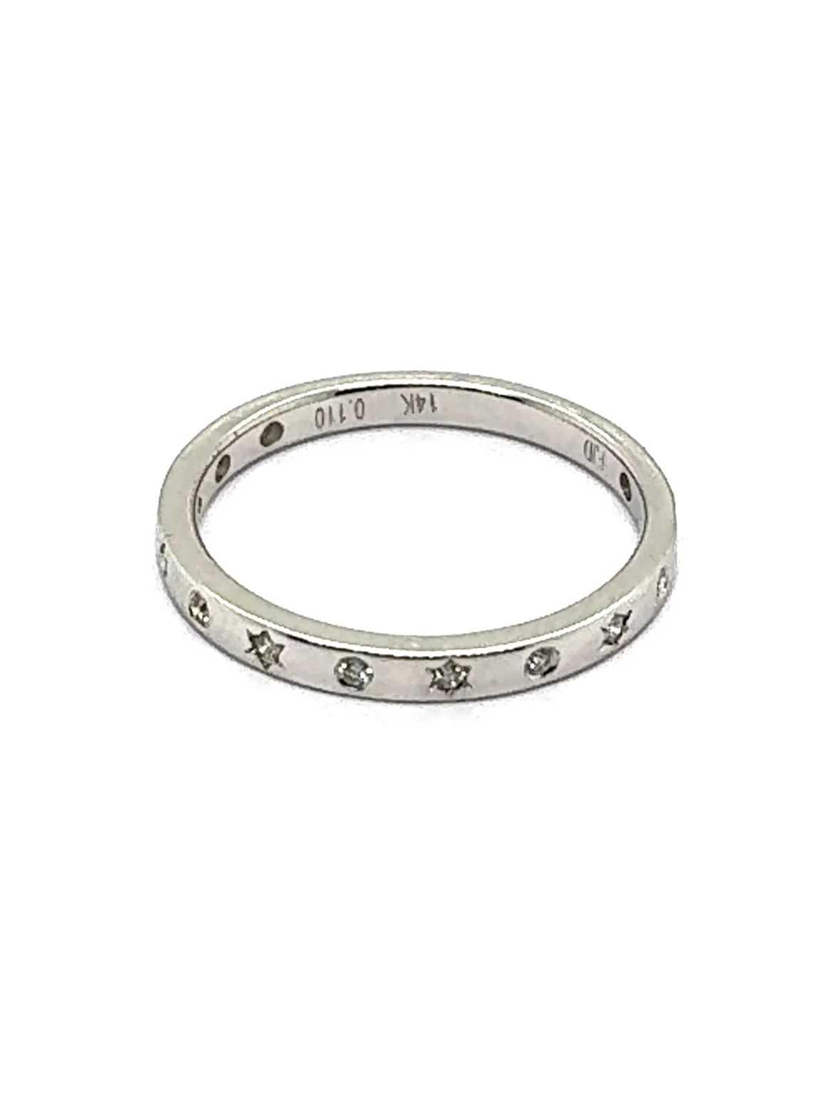 14kt White Gold 0.11Ctw Diamond Stackable wedding Band