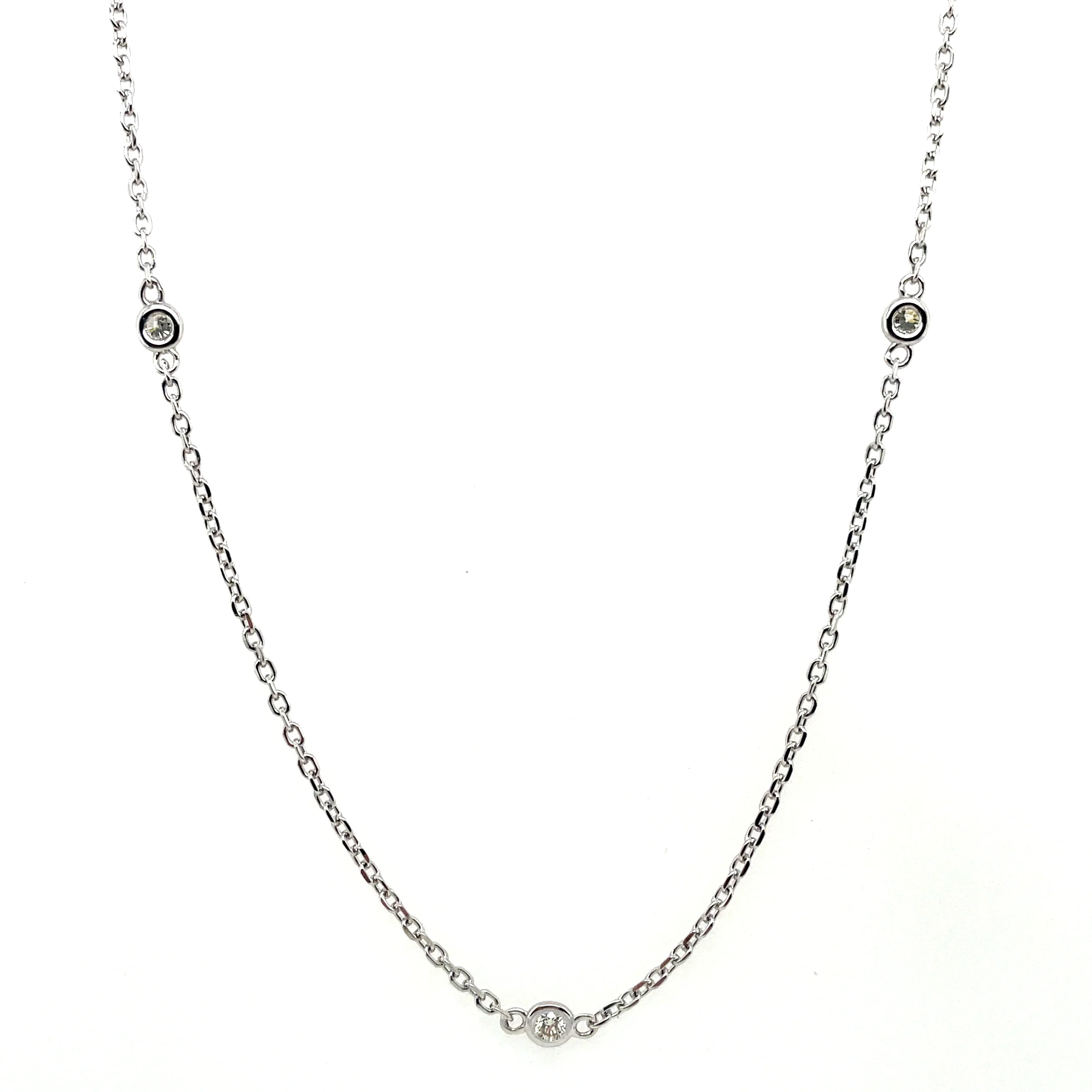 14Kt White Gold 0.25 Ctw Diamonds By The Yard Necklace