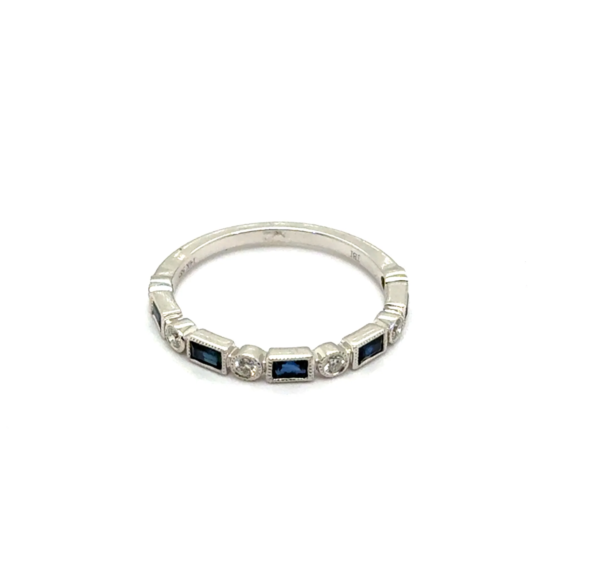 14Kt White Gold 1.02Ctw Sapphire And Diamond Stackable Wedding Band