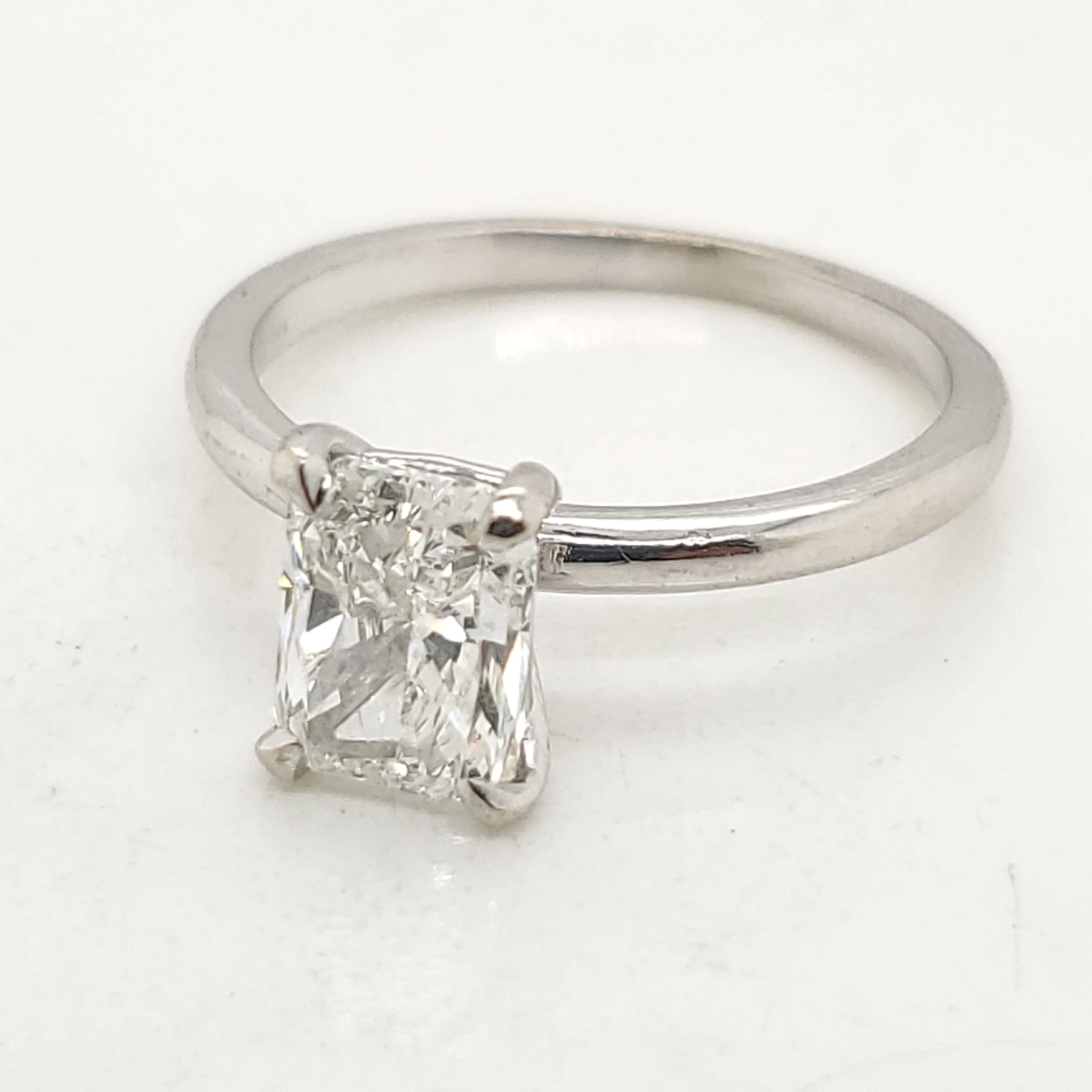 14kt White Gold 1.51 Carat Radiant Cut Diamond Solitaire Engagement Ring