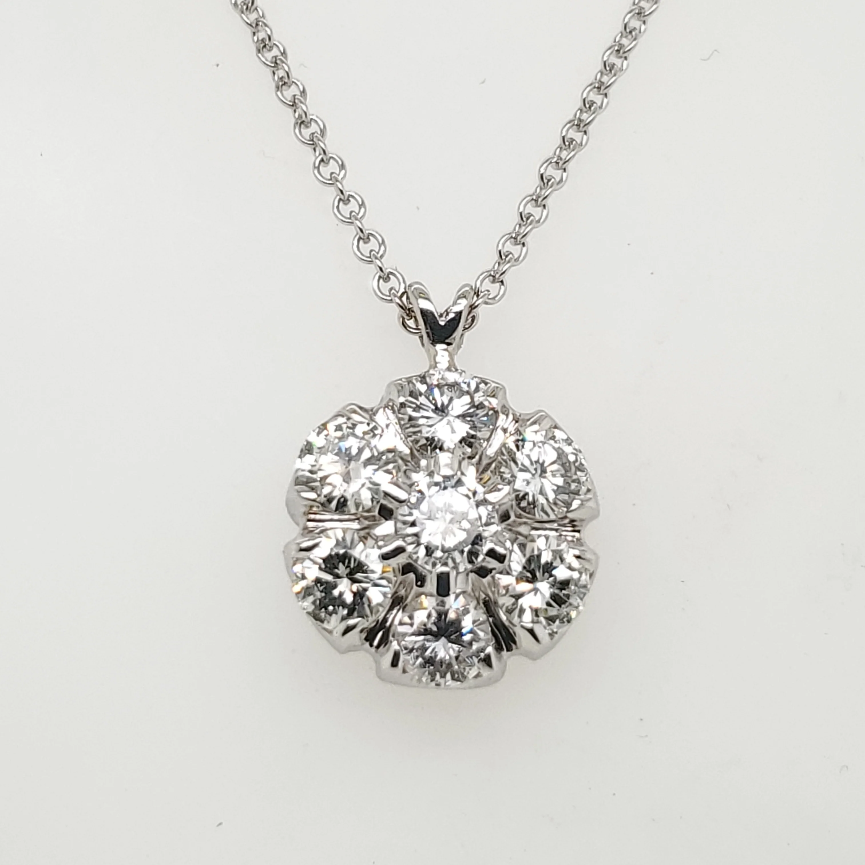 14kt White Gold 2.00 Carat Round Diamond Pendant