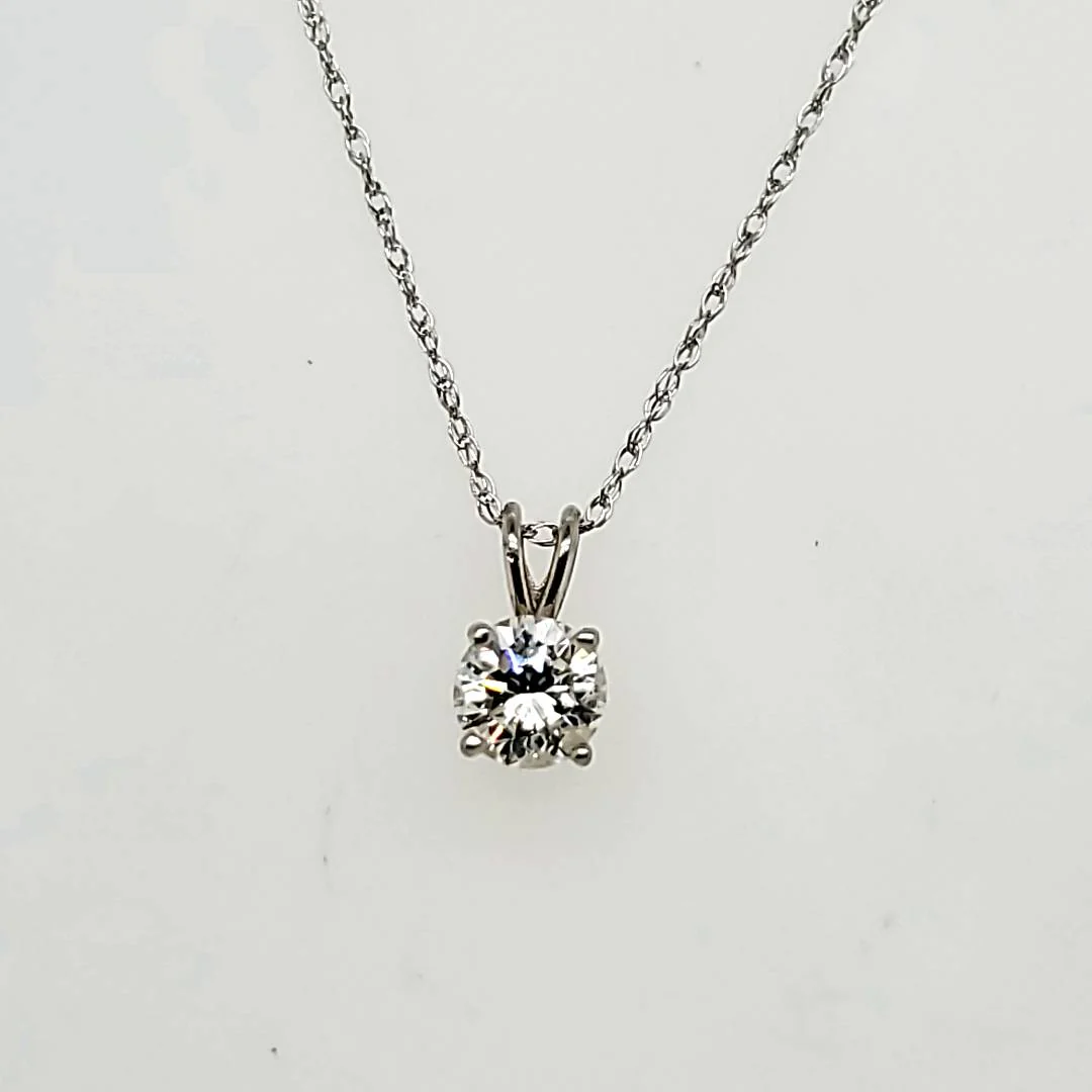 14kt White Gold .50 carat Round Brilliant Cut Diamond Pendant