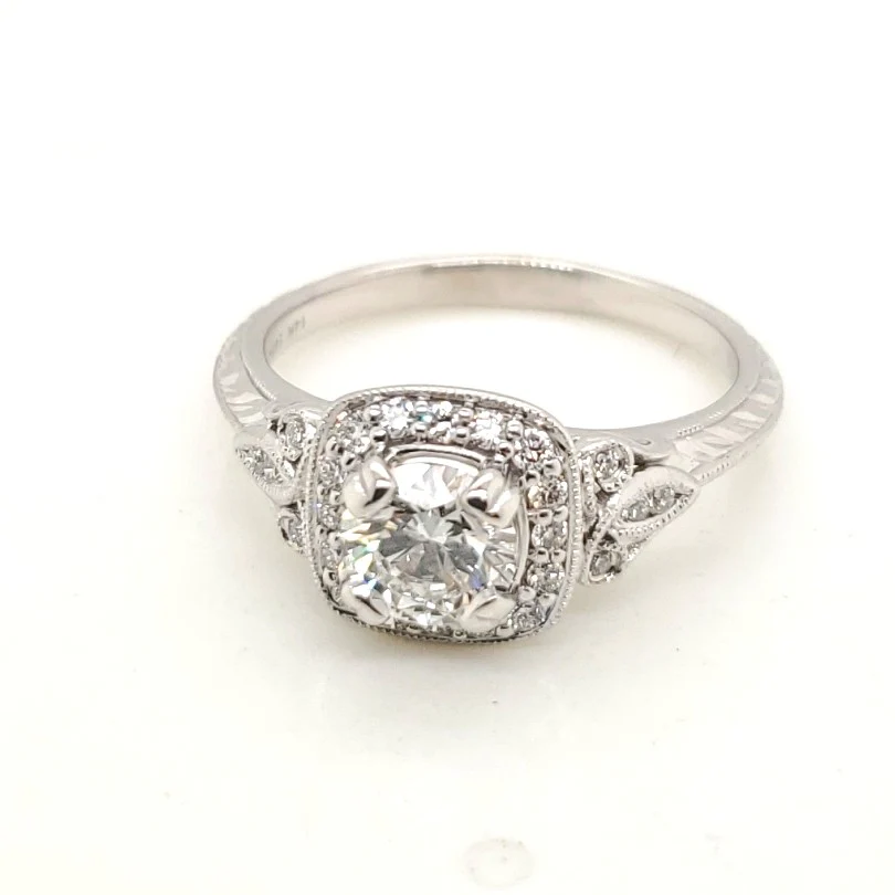 14kt White Gold .58 Carat Round Brilliant Cut Diamond Engagement Ring