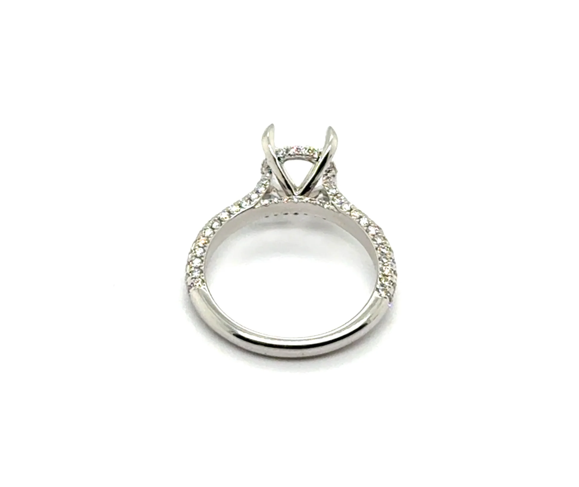 14kt White Gold 8.5mm Round Center Diamond Semi-Mount Ring - Image 2