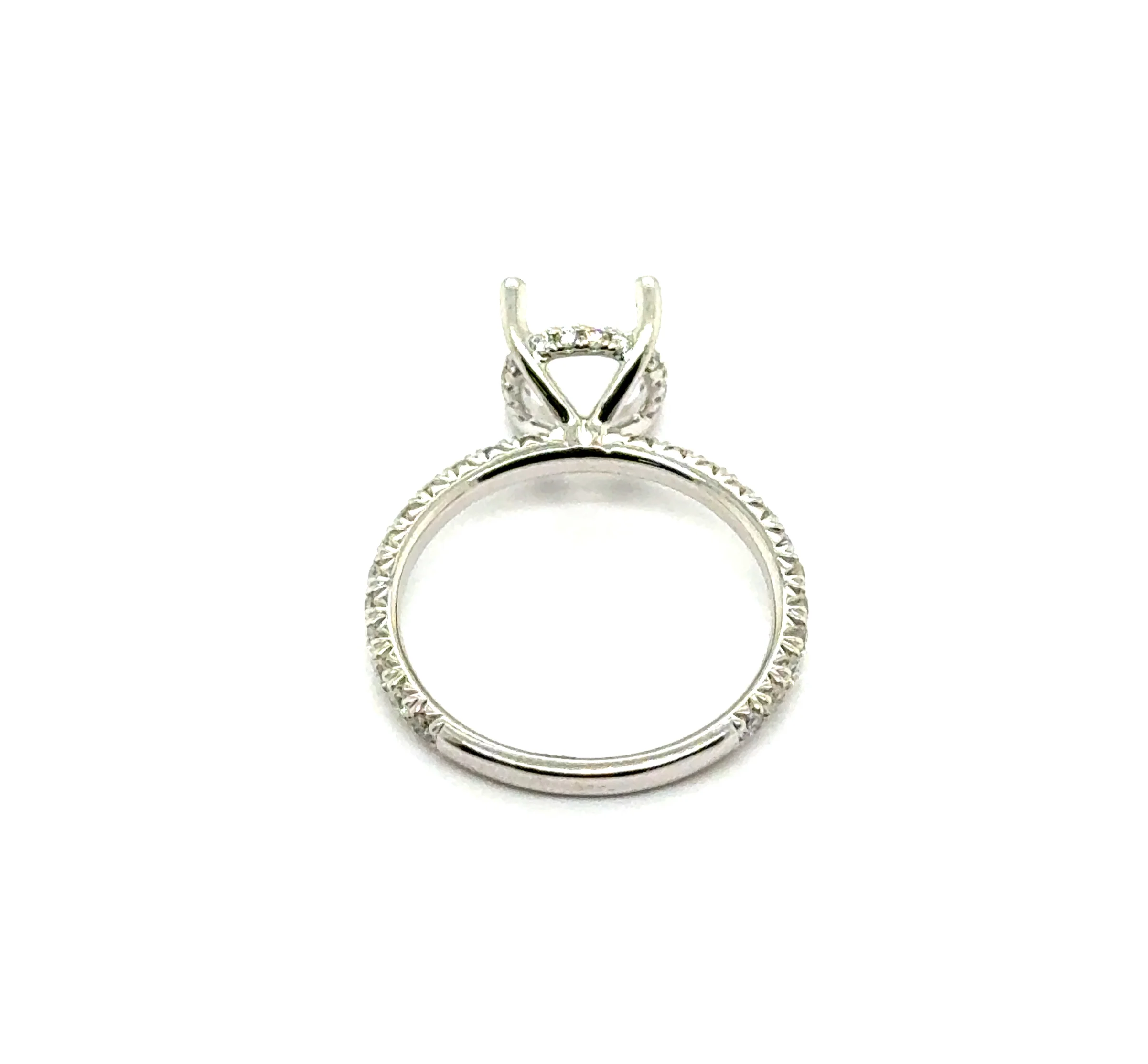 14kt White Gold 8mm Round Center Diamond Semi-Mount Ring - Image 2
