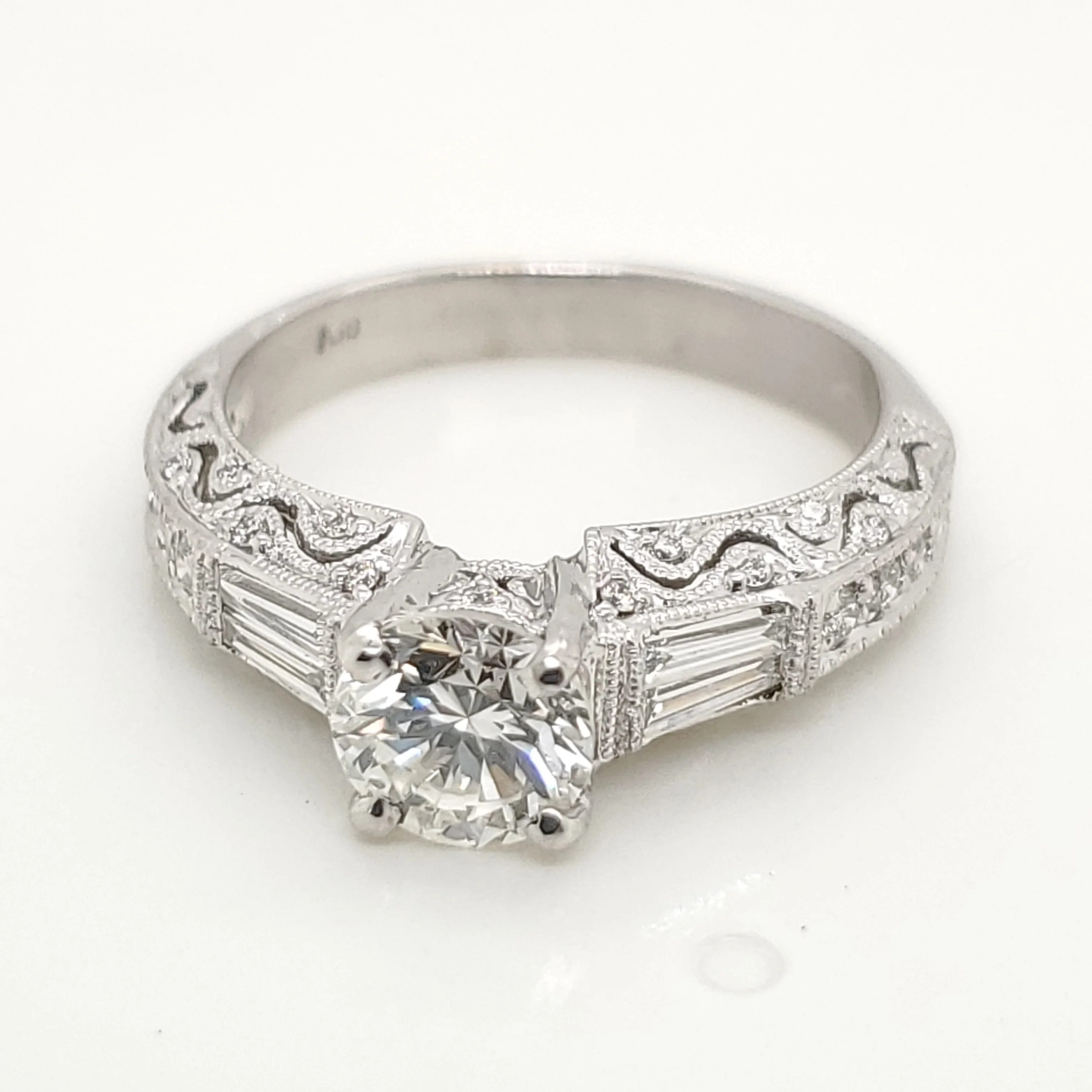 14kt White Gold .92 Carat Round Brilliant Cut Diamond Engagement Ring