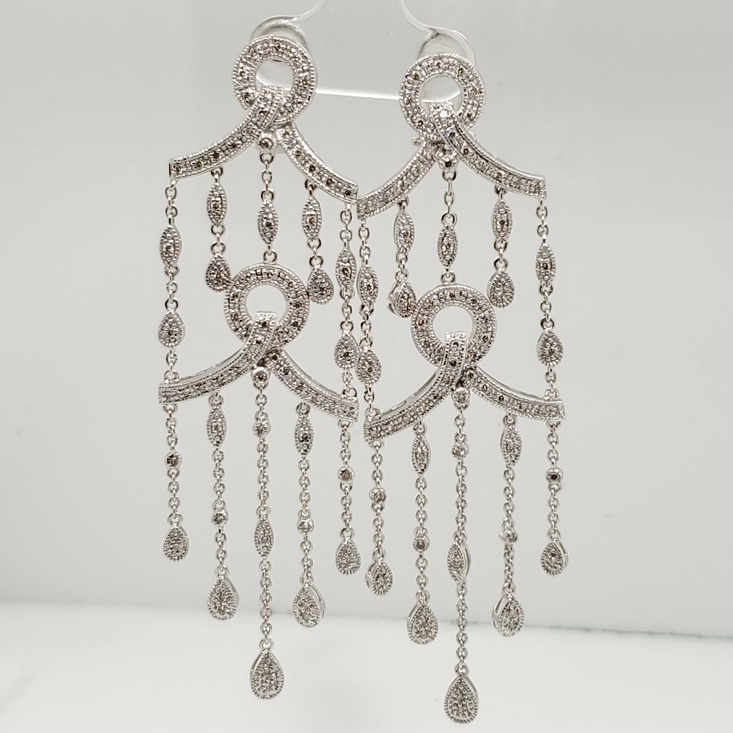 14kt White Gold and Diamond Chandelier Earrings