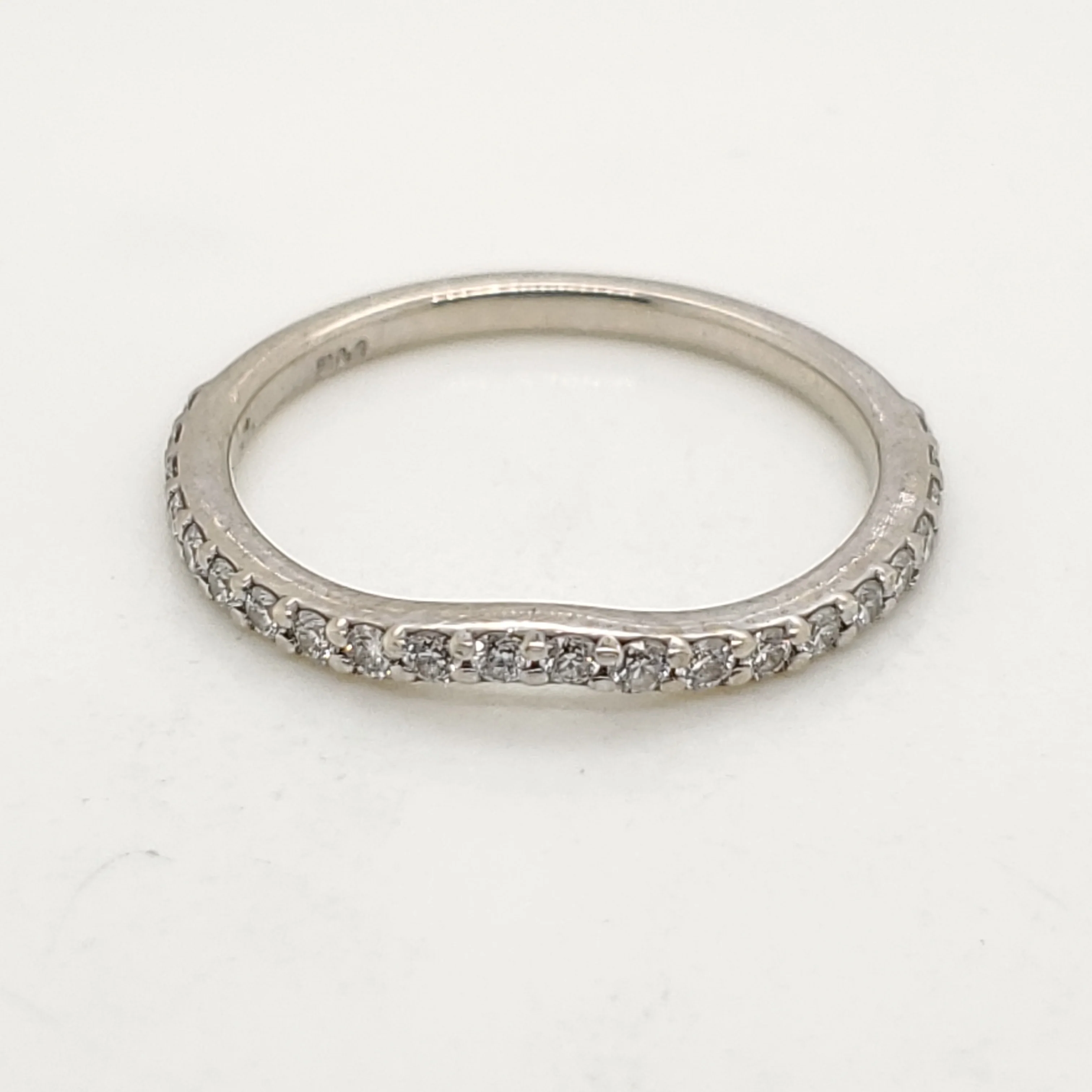 14kt White Gold and Diamond Curved Wedding Band