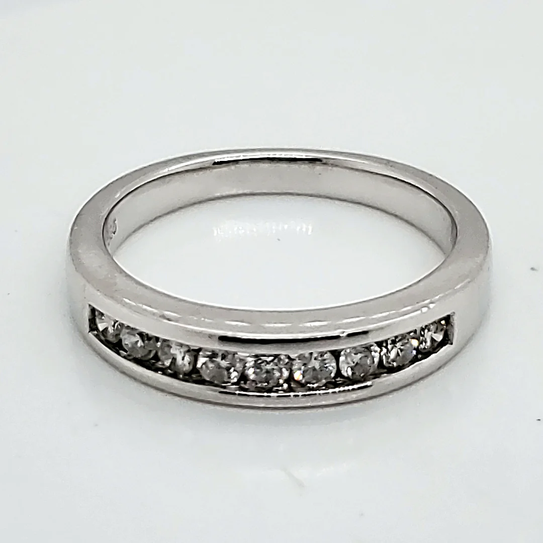 14kt White Gold and Diamond Wedding Band