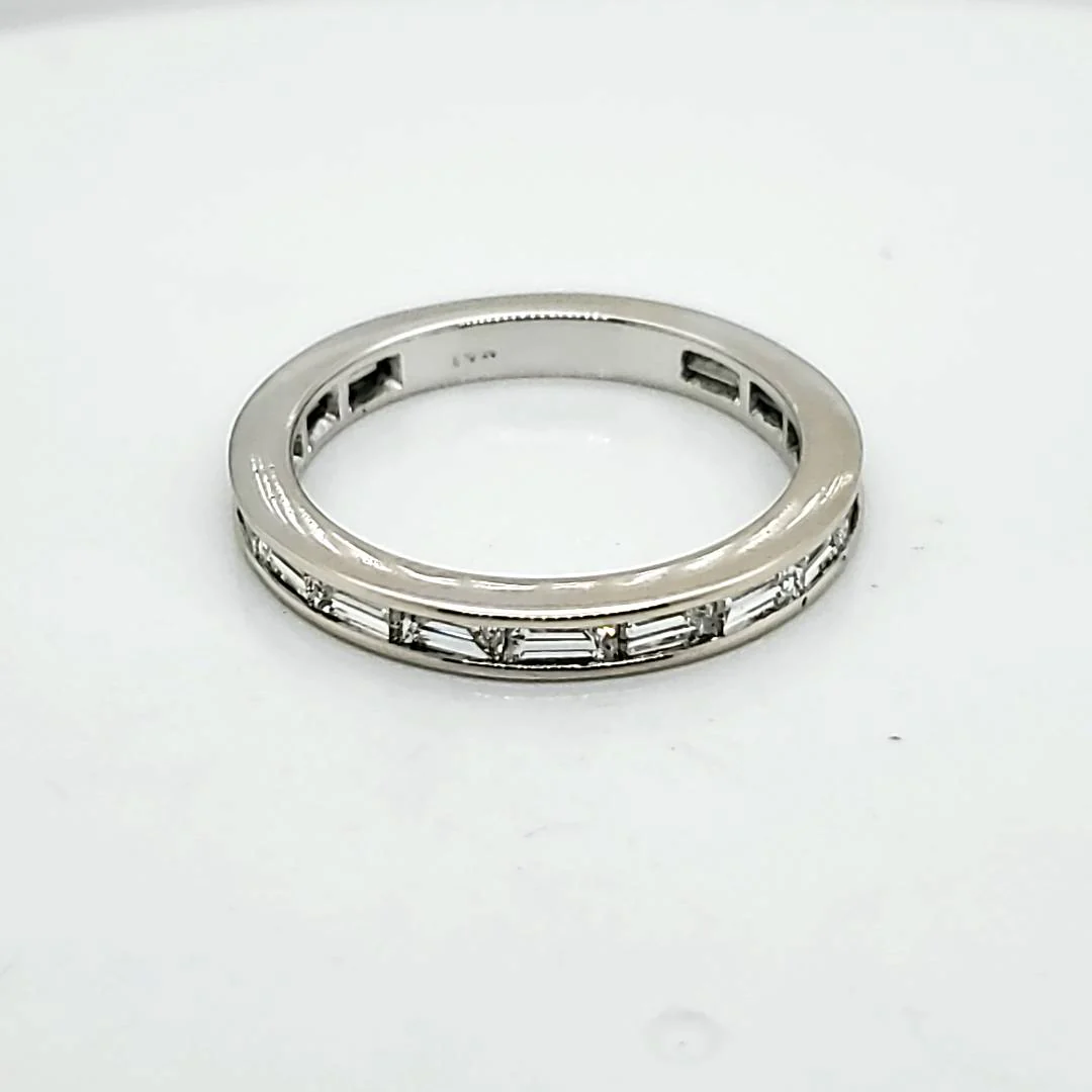 14kt White Gold Baguette Cut Diamond Wedding Band