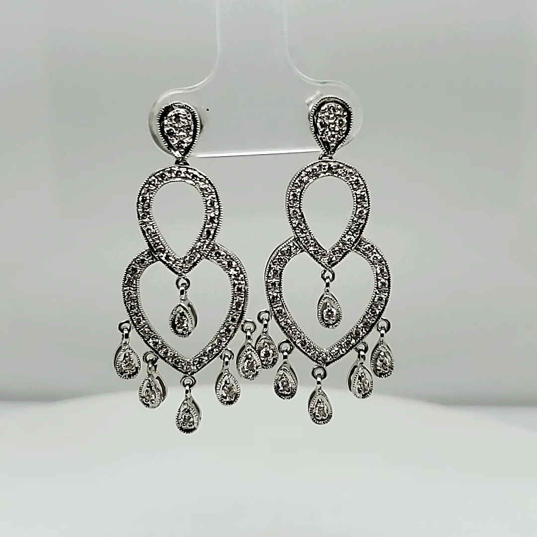 14kt White gold Diamond Chandelier Earrings