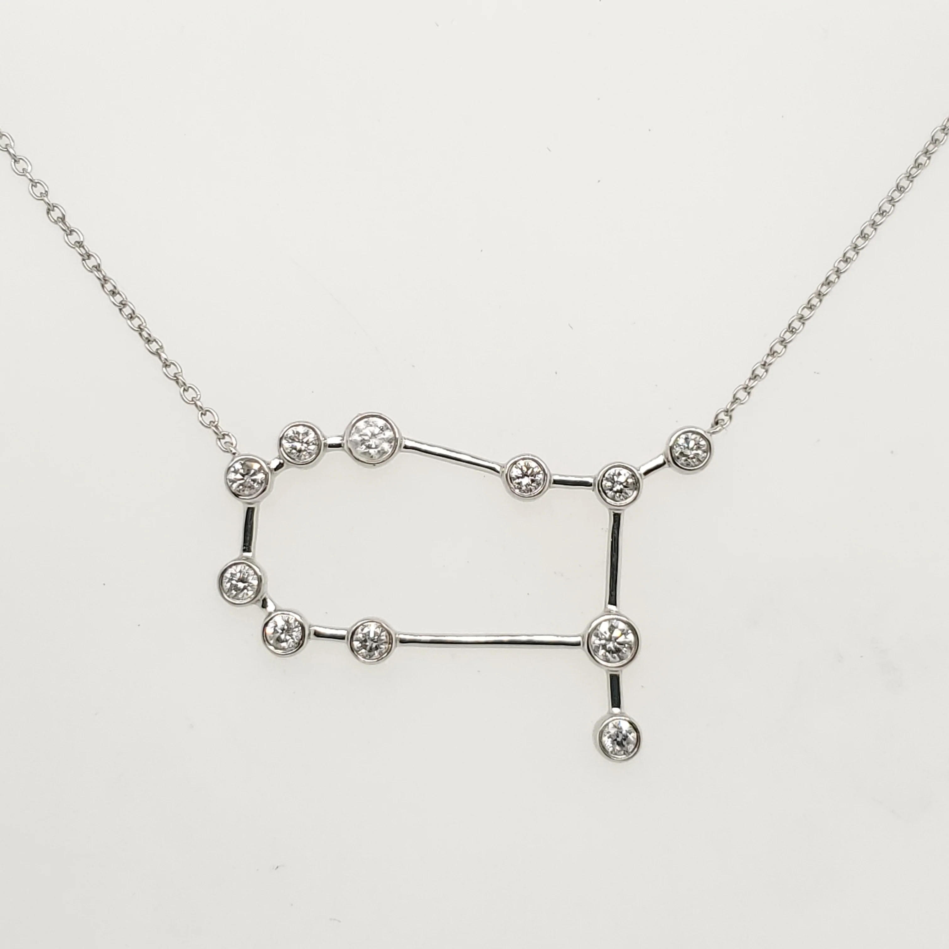 14Kt White Gold Gemini Constellation Diamond Necklace