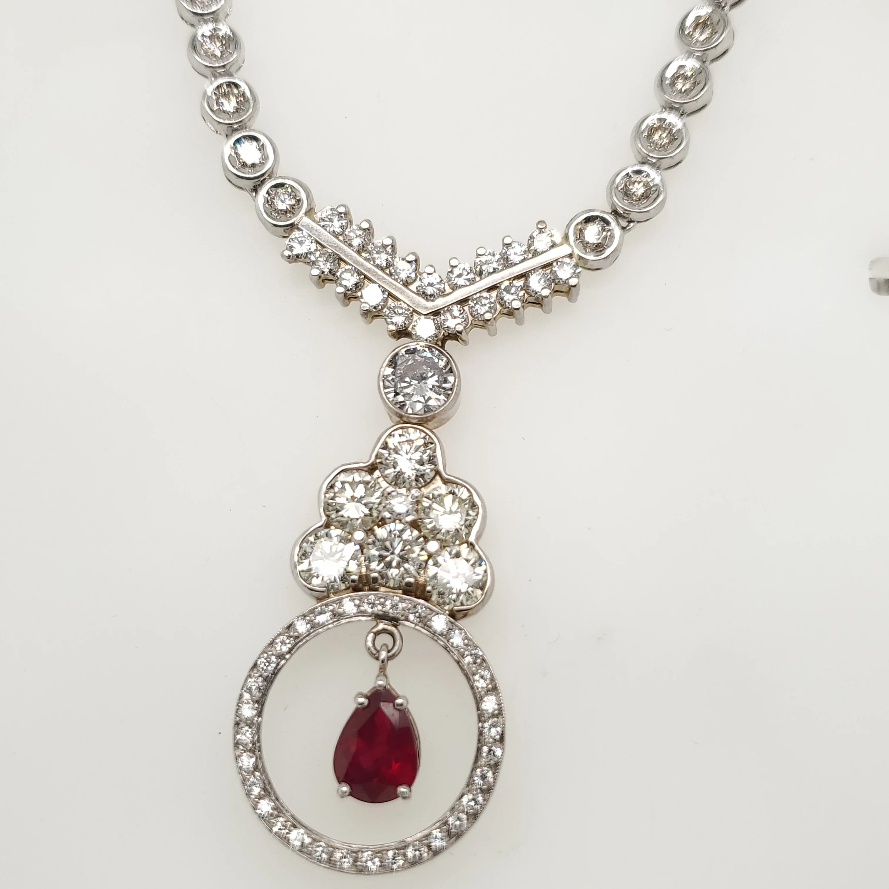 14kt White Gold Ruby and Diamond Necklace
