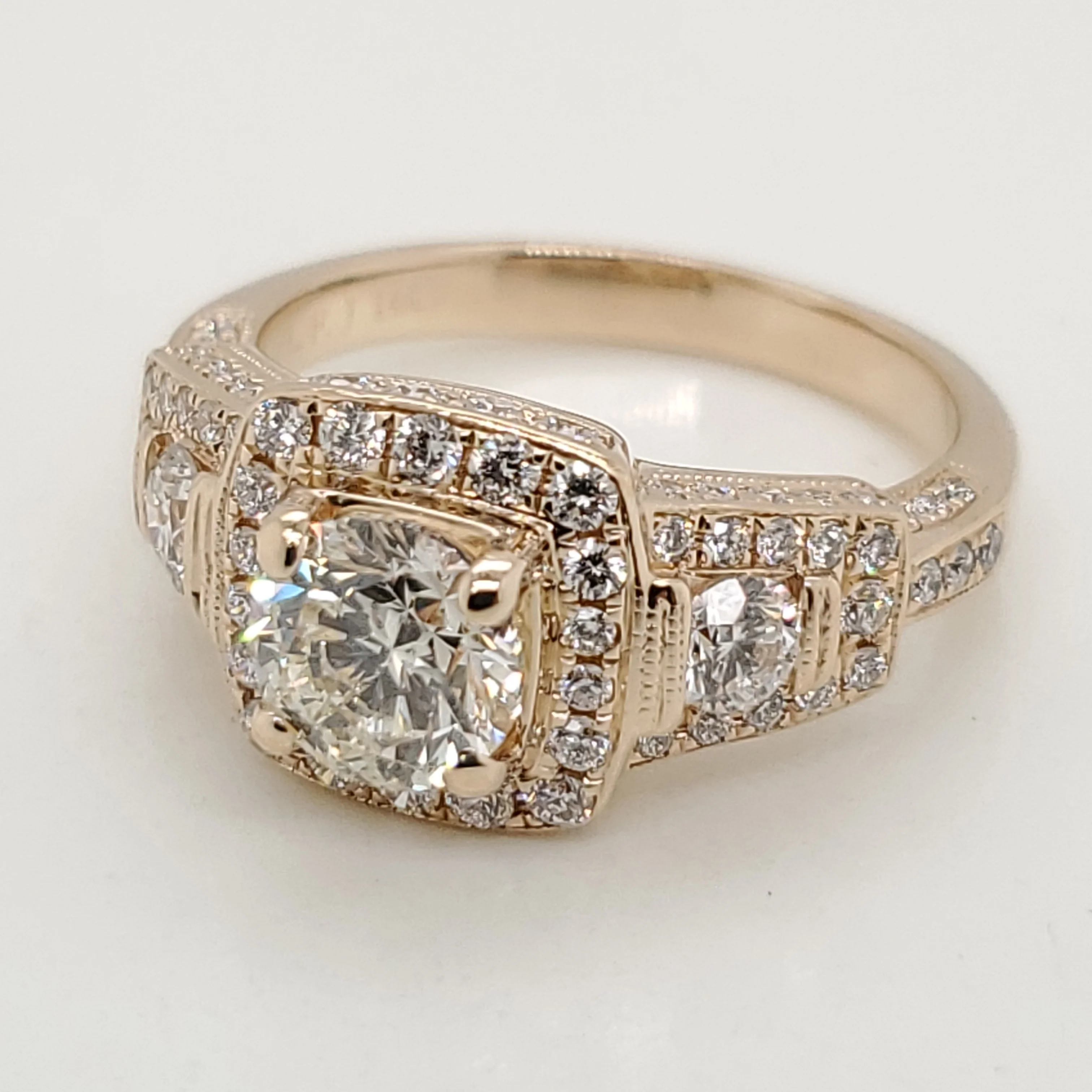 14Kt Yellow Gold 1.00 Carat Round, Brilliant Cut Diamond Engagement Ring