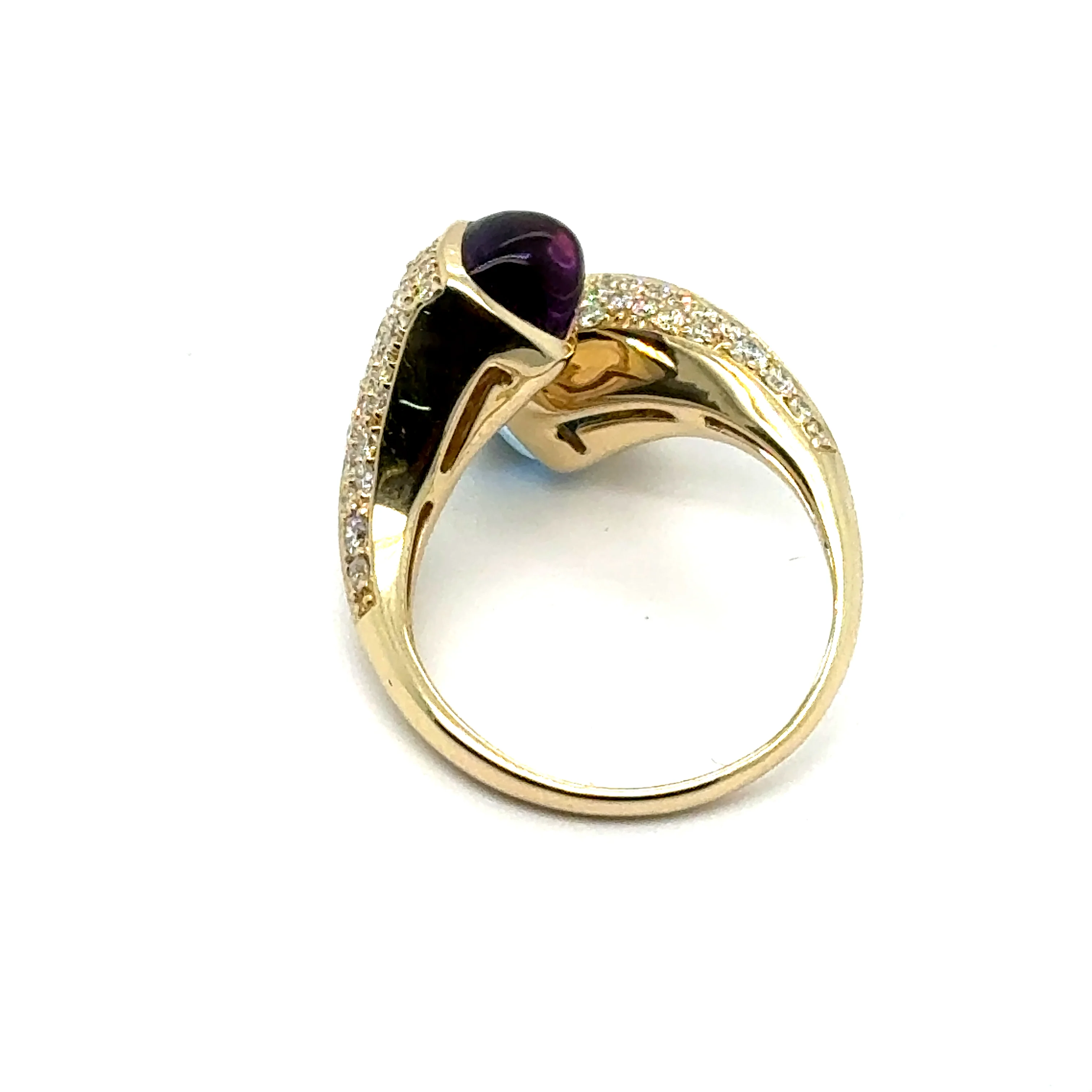 14kt Yellow Gold Amethyst And Blut Topaz Sugarloaf Ring - Image 2