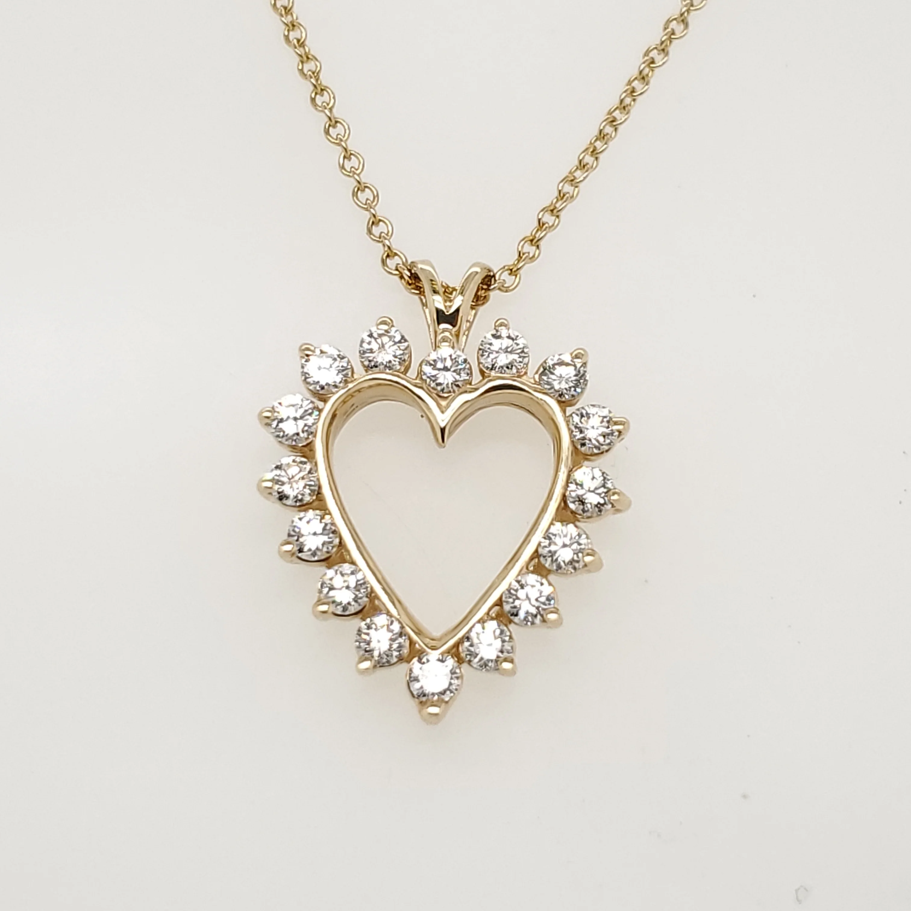 14kt Yellow Gold and Diamond Heart Pendant