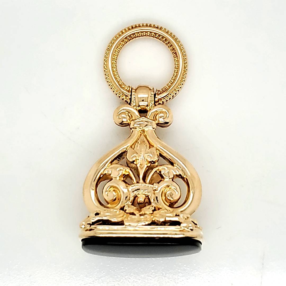 14kt Yellow Gold and Garnet/Carnelian Watch Fob Pendant