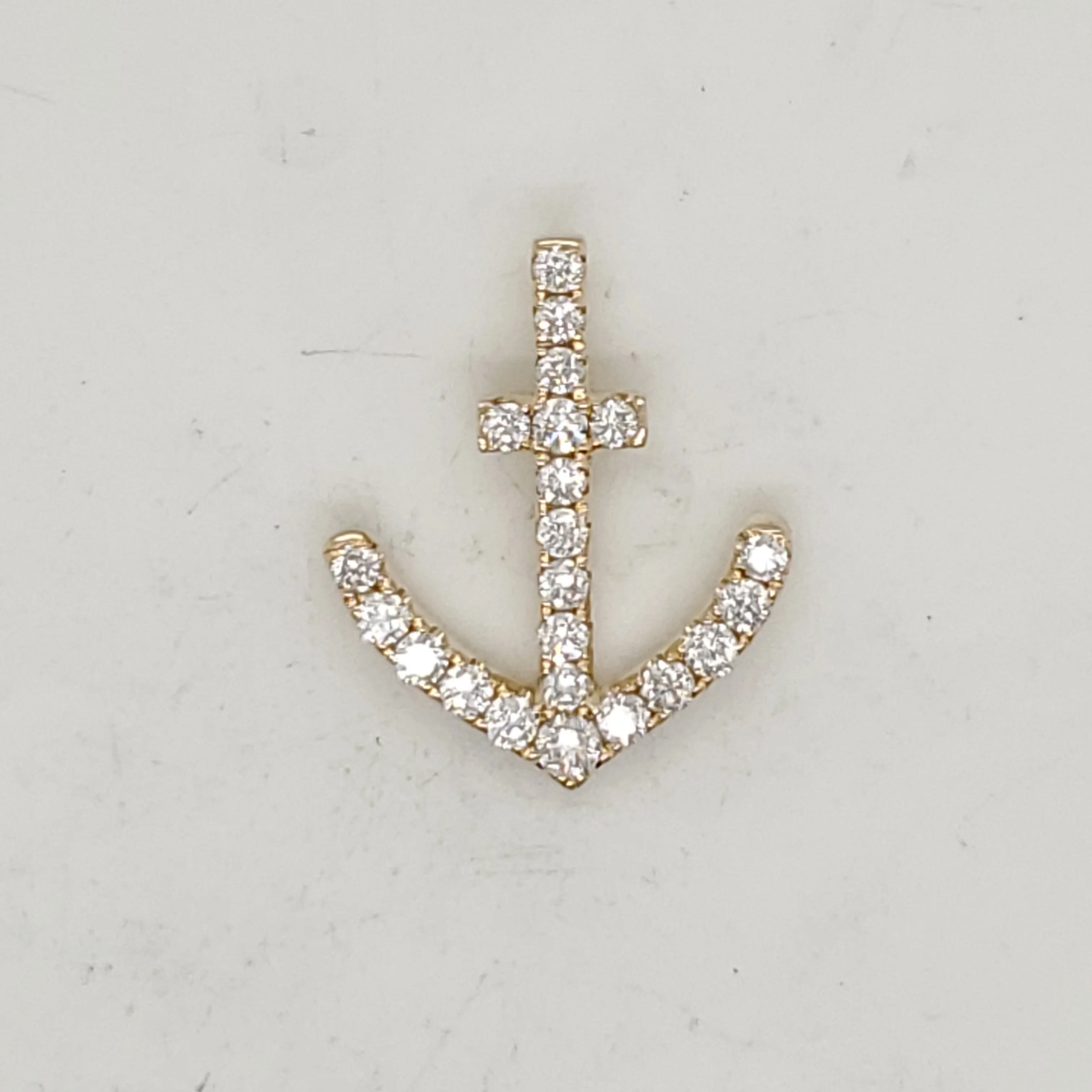 14kt Yellow Gold Diamond Anchor Pendant
