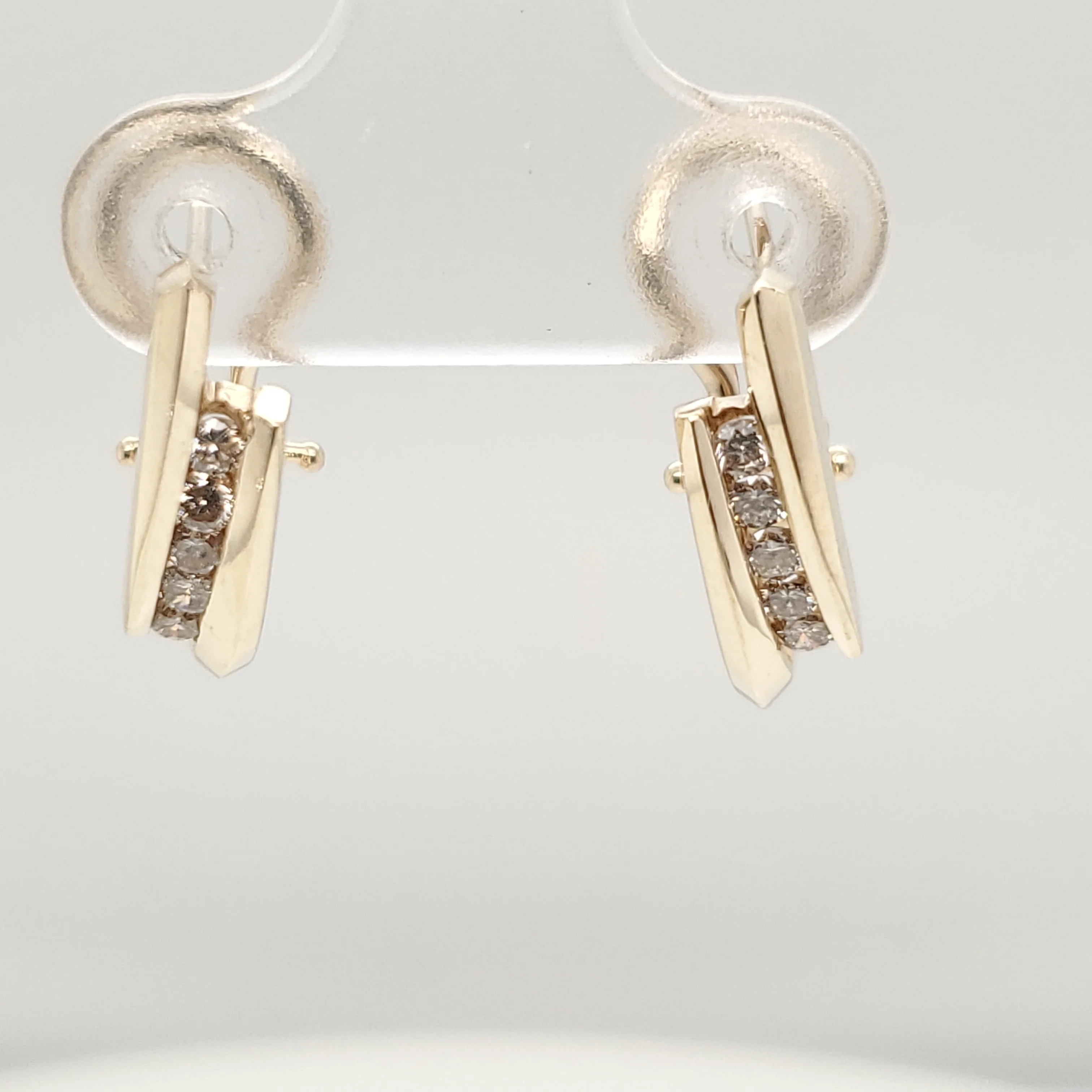 14kt Yellow Gold Diamond Huggie Earrings