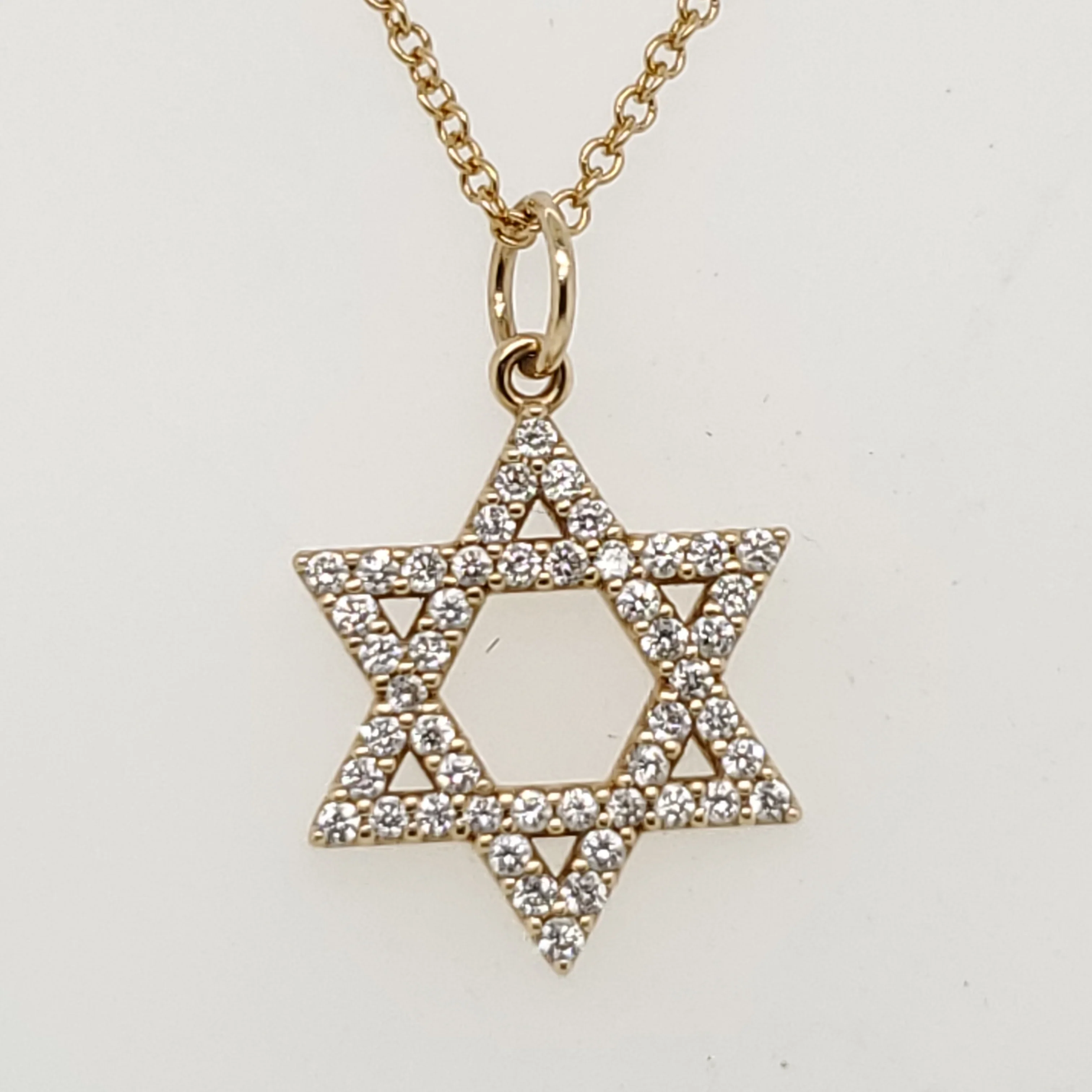 14kt Yellow Gold Diamond Star of David Pendant Necklace