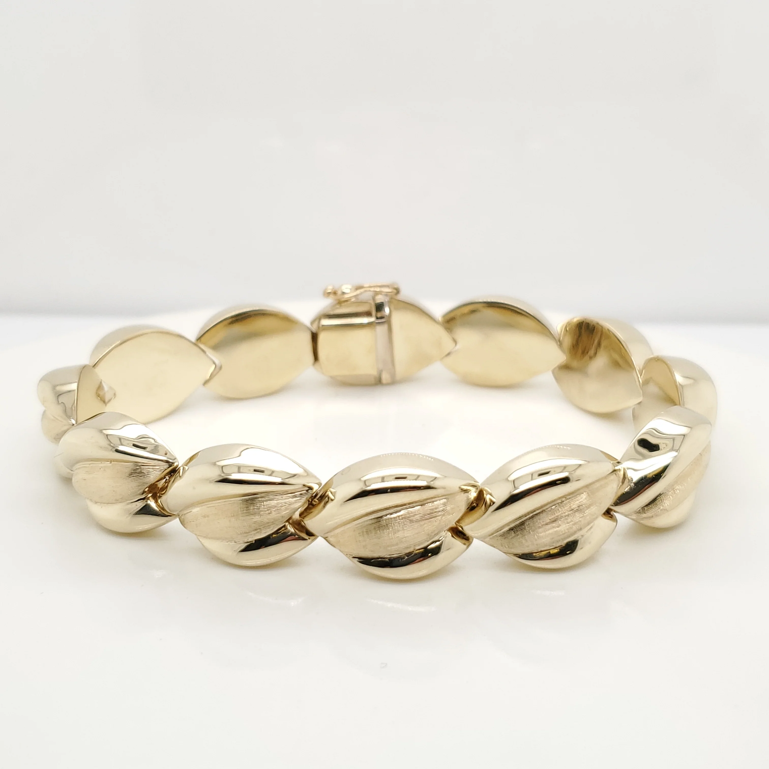 14kt Yellow Gold Dual Finish Link Bracelet