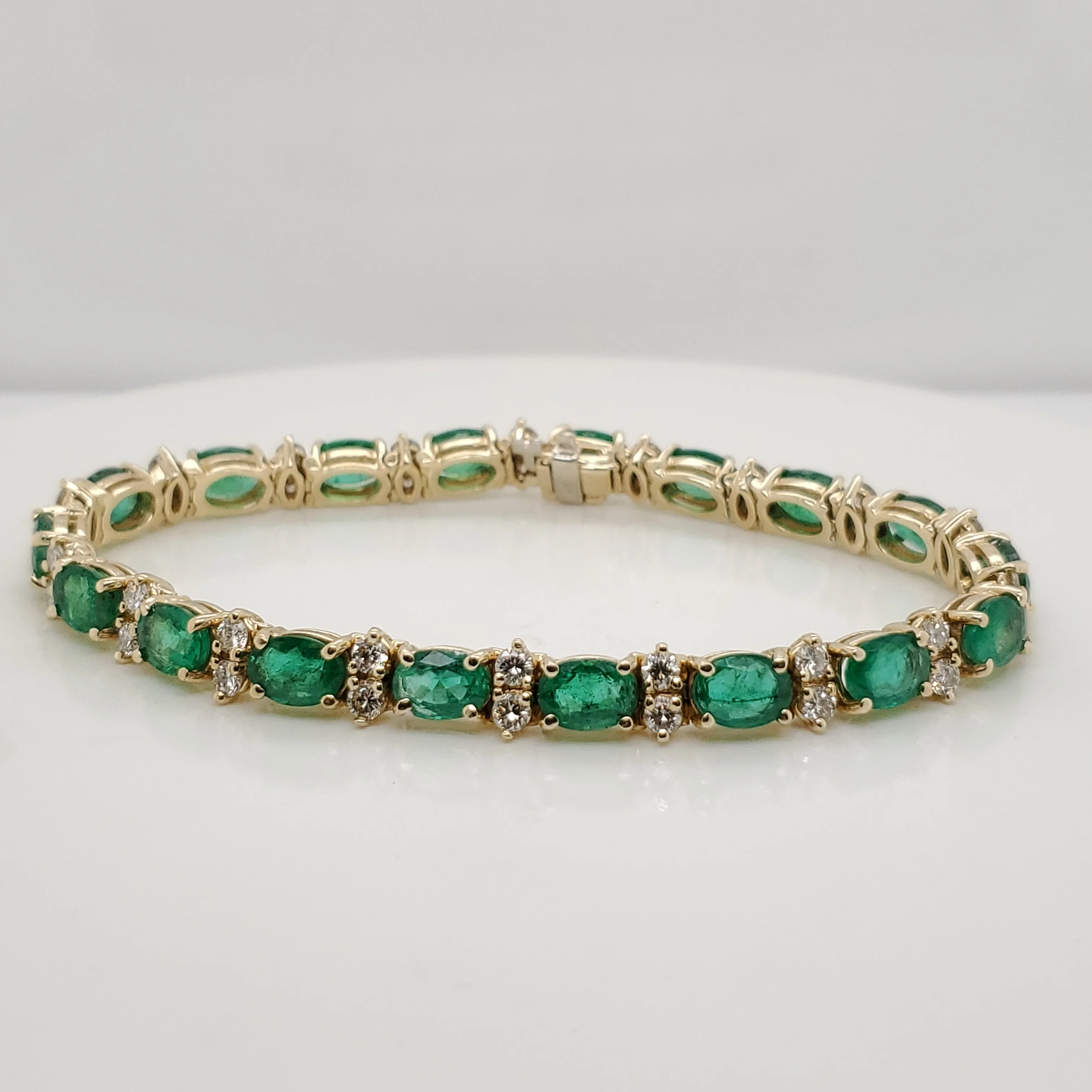 14kt Yellow Gold Emerald and Diamond Bracelet