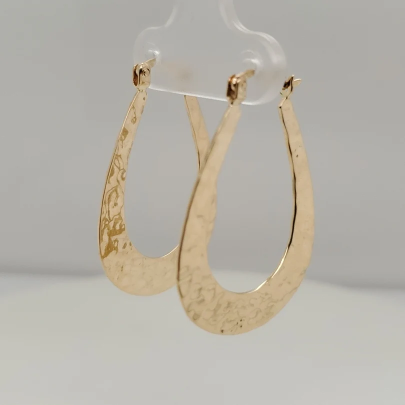 14kt Yellow Gold Hammer Hoop Earrings