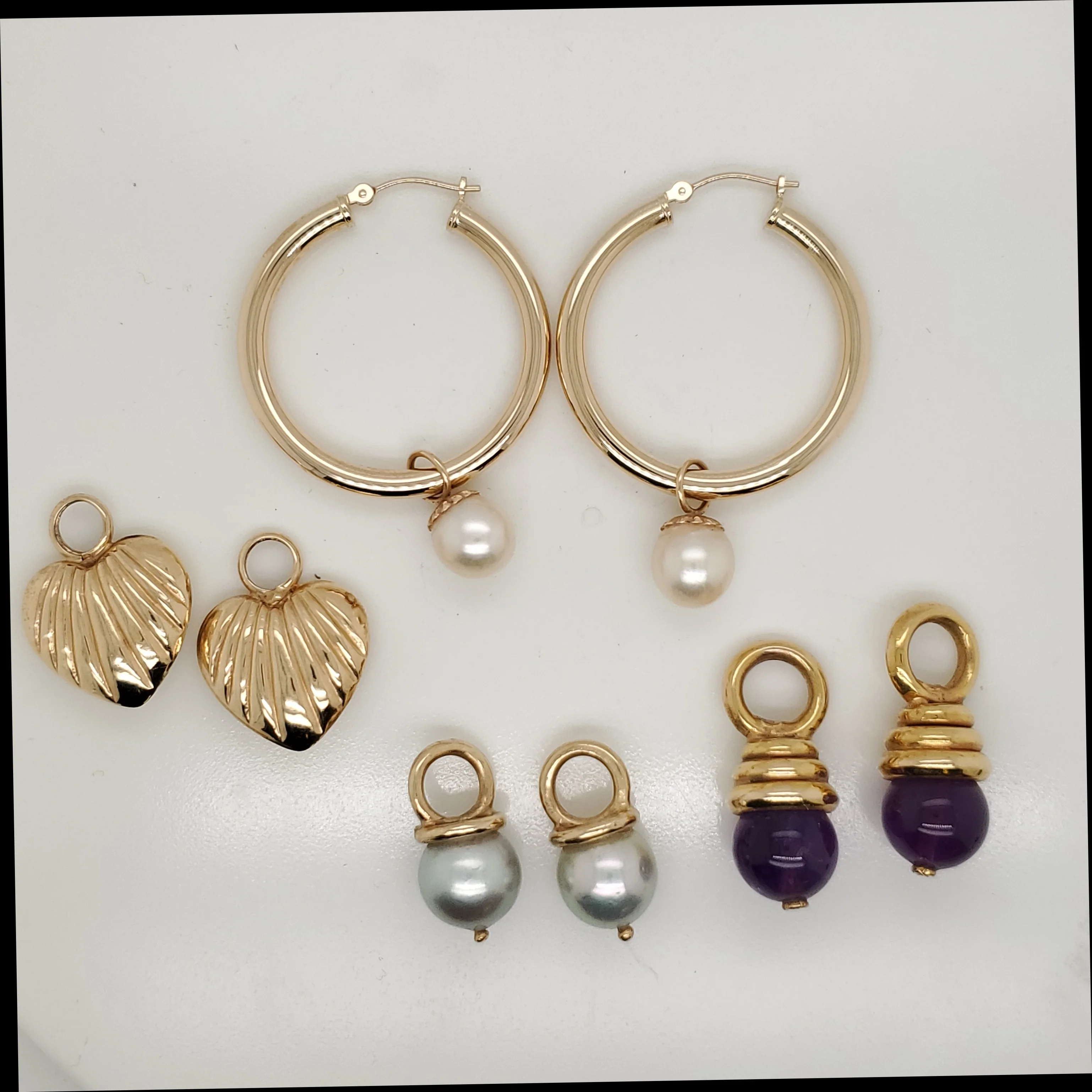14kt Yellow Gold Inter-changeable Dangle Earrings Set
