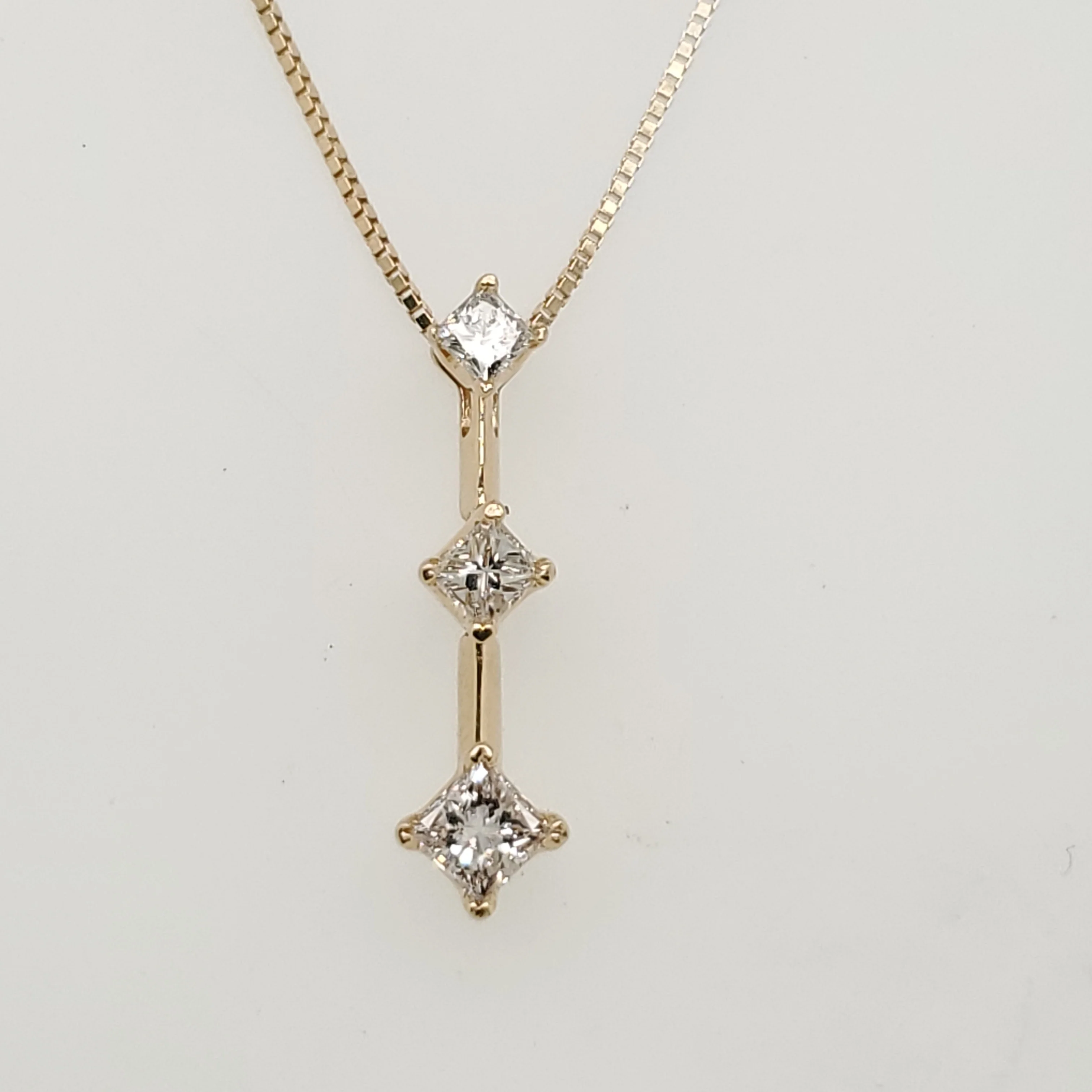 14Kt Yellow Gold One Princess Cut Diamond Journey Pendant