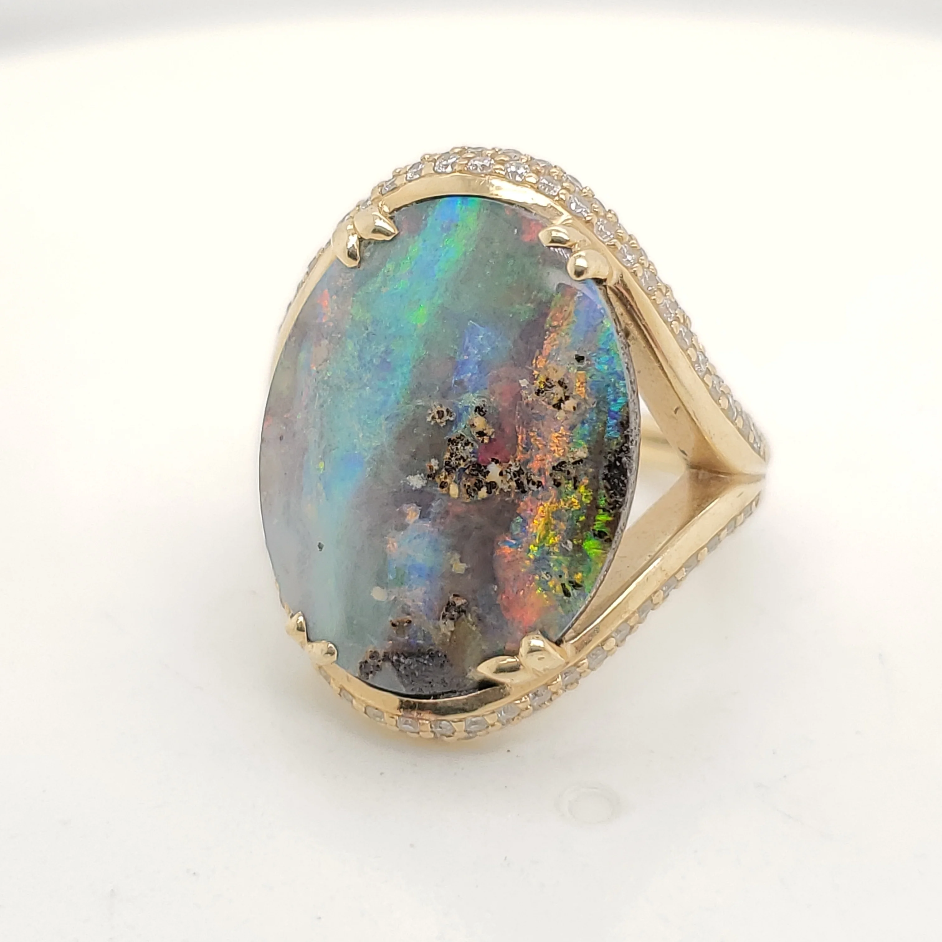 14kt Yellow Gold Opal and Diamond Ring